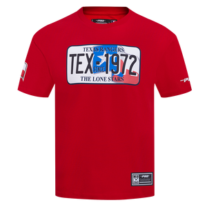 Pro Standard Men's Texas Rangers License Plate Short Sleeve Tee-Red