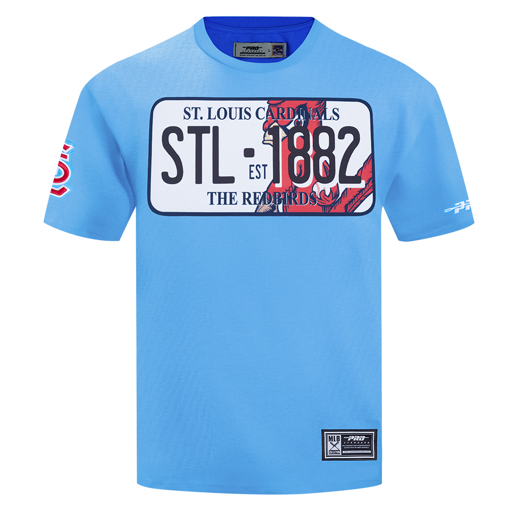 Pro Standard Men's St. Louis Cardinals License Plate Short Sleeve Tee-Light Blue - LT BLUE Thumbnail View 1