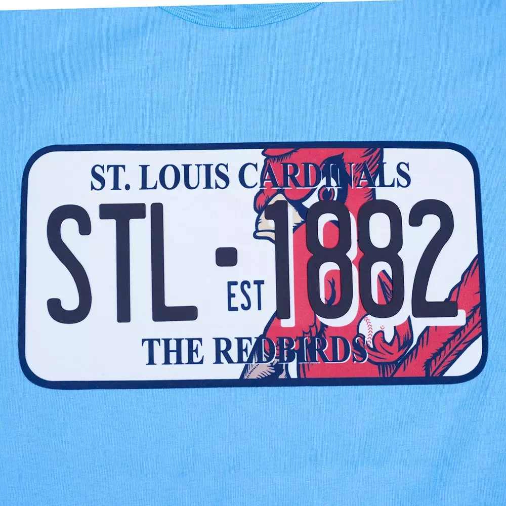 Pro Standard Men's St. Louis Cardinals License Plate Short Sleeve Tee-Light Blue - LT BLUE
