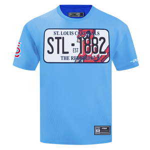 Pro Standard Men's St. Louis Cardinals License Plate Short Sleeve Tee-Light Blue