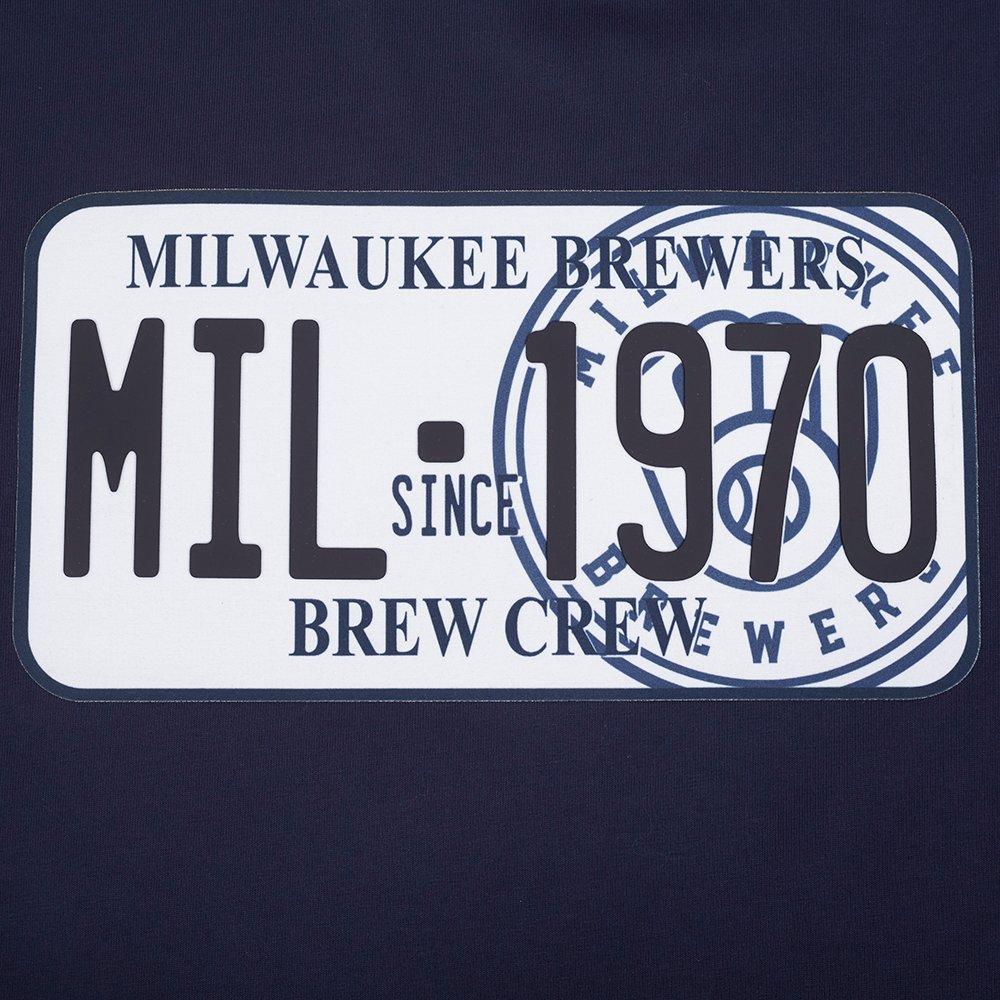 Pro Standard Milwaukee Brewers License Plate Short Sleeve Tee-Navy - NAVY Thumbnail View 5