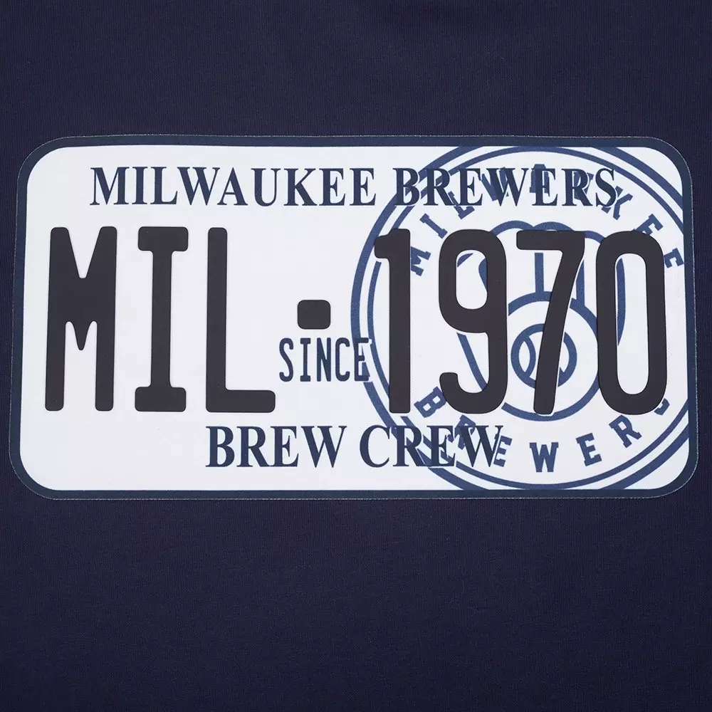 Pro Standard Milwaukee Brewers License Plate Short Sleeve Tee-Navy - NAVY