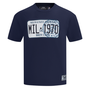 Pro Standard Milwaukee Brewers License Plate Short Sleeve Tee-Navy