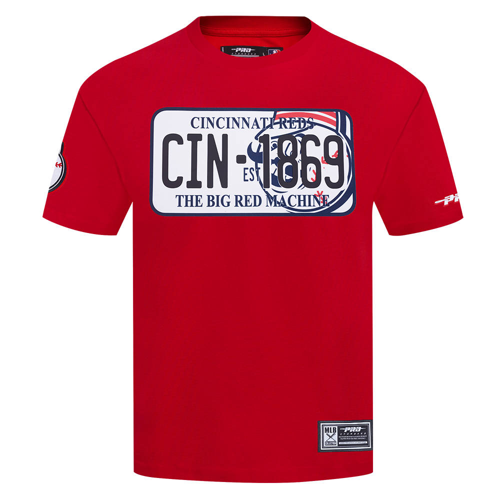 Pro Standard Men's Cincinnati Reds License Plate Short Sleeve Tee-Red - RED Thumbnail View 1