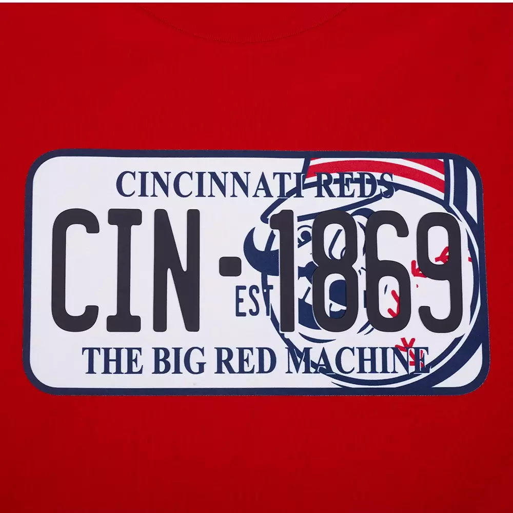 Pro Standard Men's Cincinnati Reds License Plate Short Sleeve Tee-Red - RED