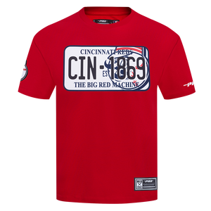 Pro Standard Men's Cincinnati Reds License Plate Short Sleeve Tee-Red