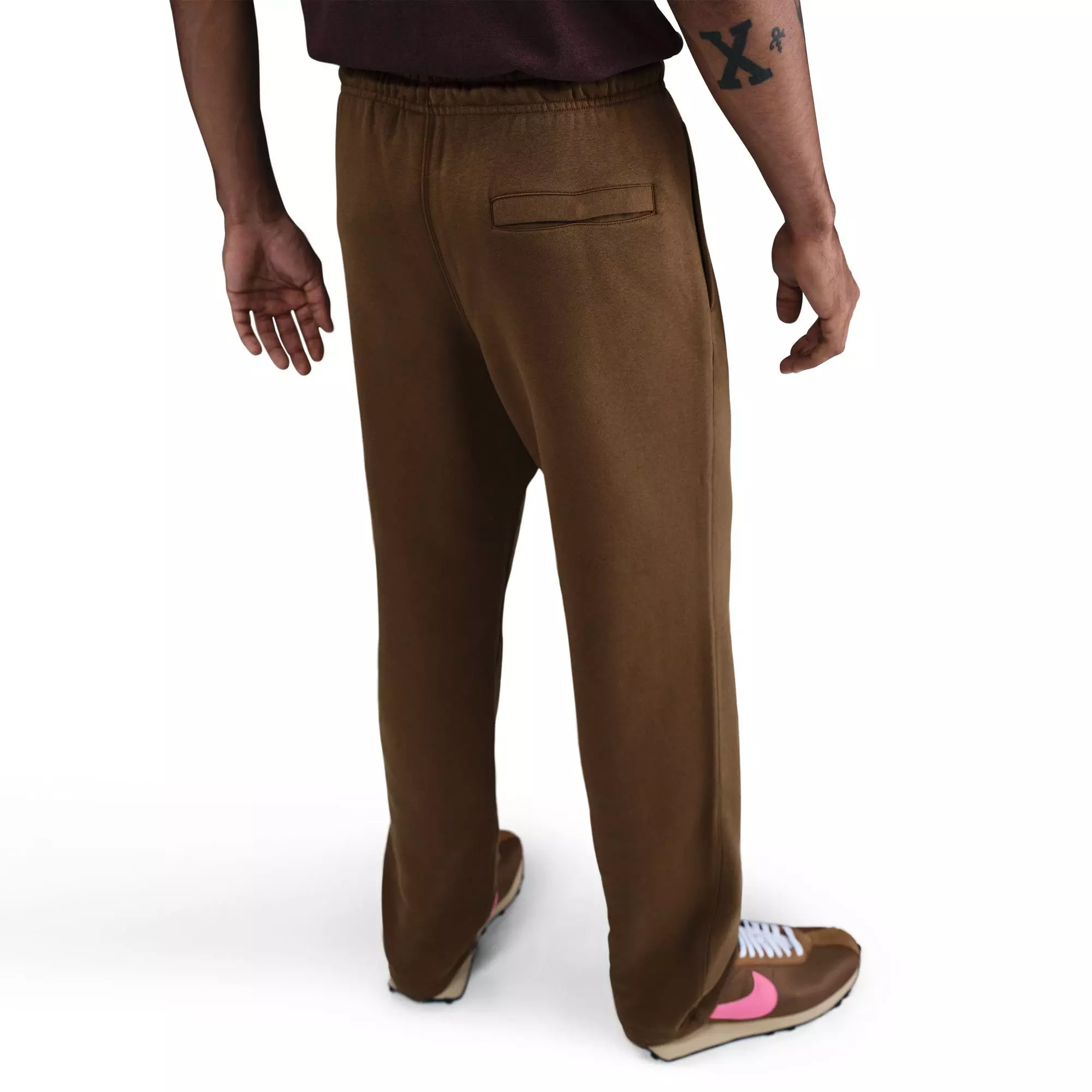 Nike Men's Club Open Hem Brushed Fleece Pants - Brown - BROWN