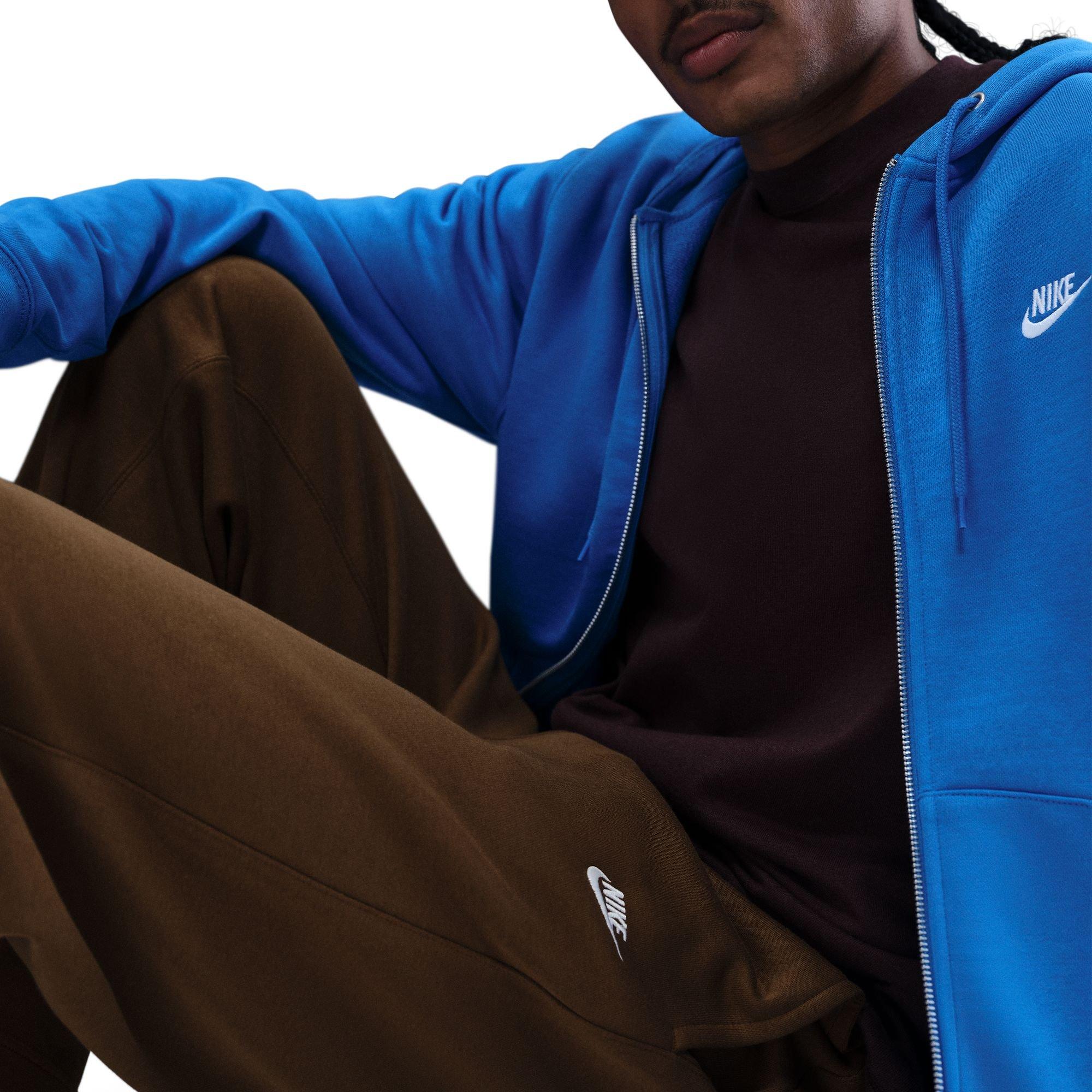 Nike Men's Club Open Hem Brushed Fleece Pants - Brown - BROWN Thumbnail View 5