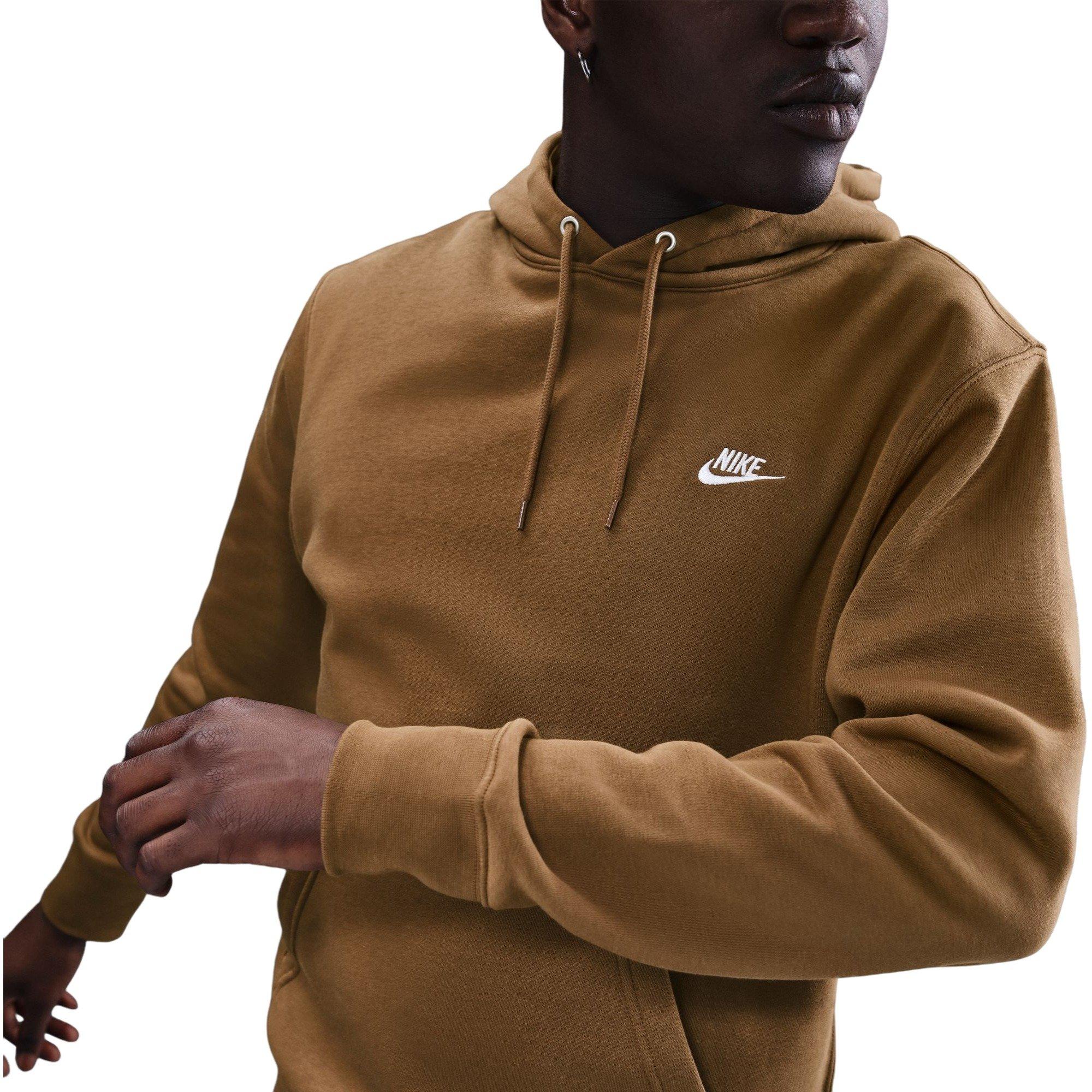 Nike Men's Club Fleece Pullover Hoodie-Brown - BROWN