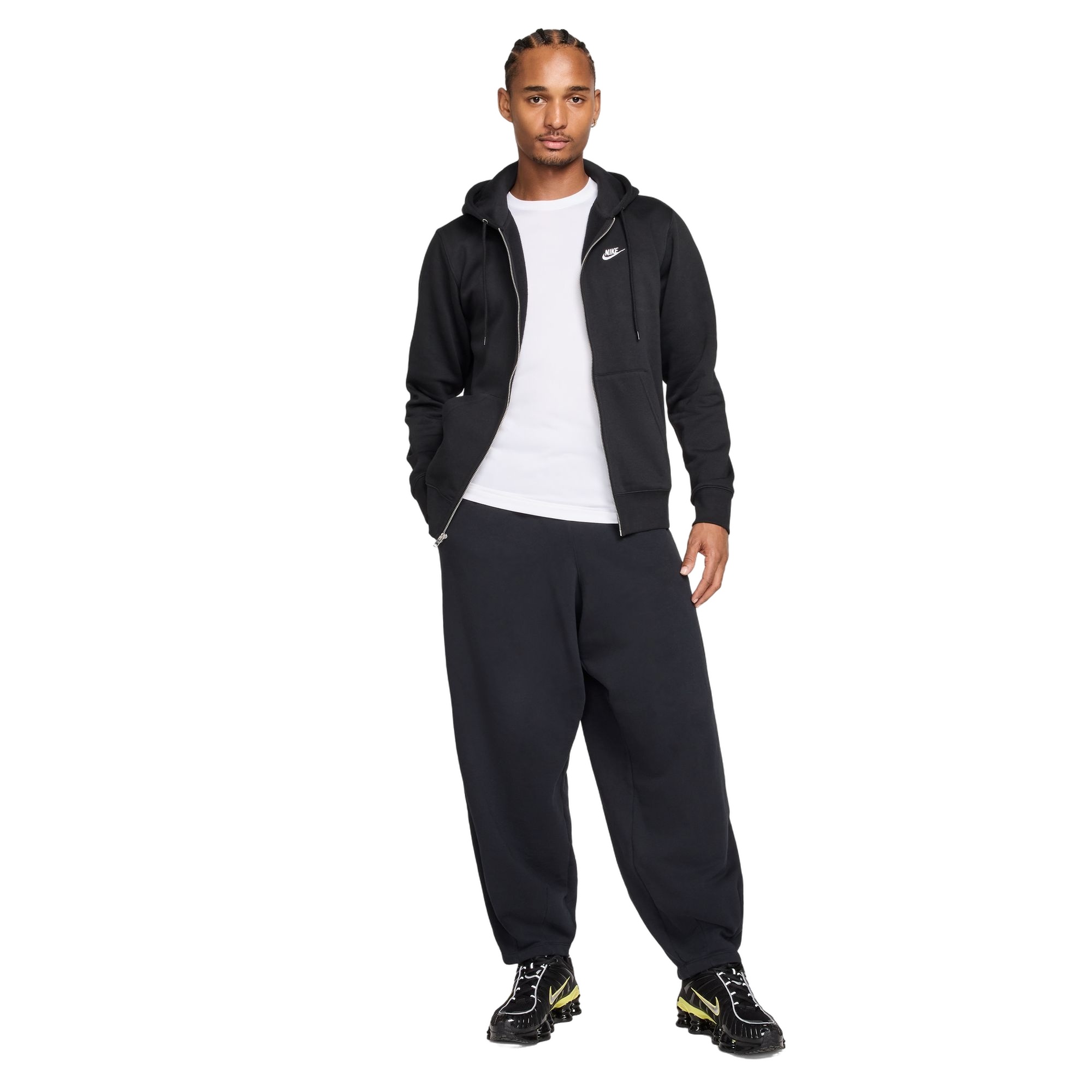 Nike Men's Club Full-Zip Fleece Jacket - BLACK Thumbnail View 6