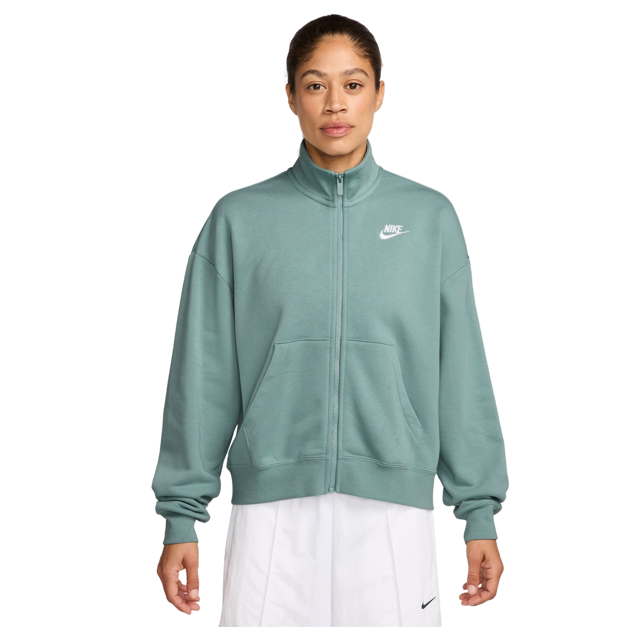 Nike Women's Sportswear Club Fleece Loose Track Jacket - LT GREEN Thumbnail View 1