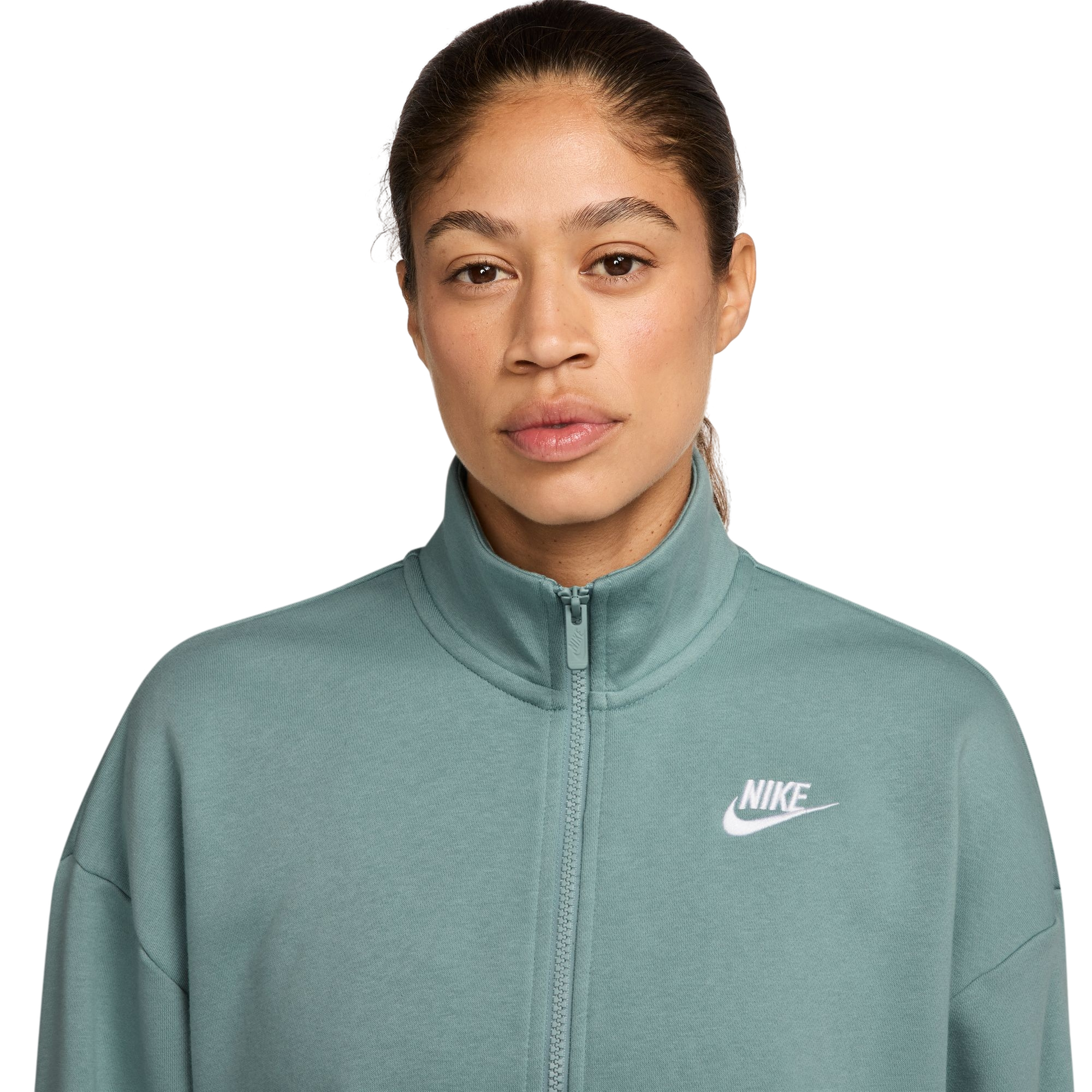 Nike Women's Sportswear Club Fleece Loose Track Jacket - LT GREEN Thumbnail View 3