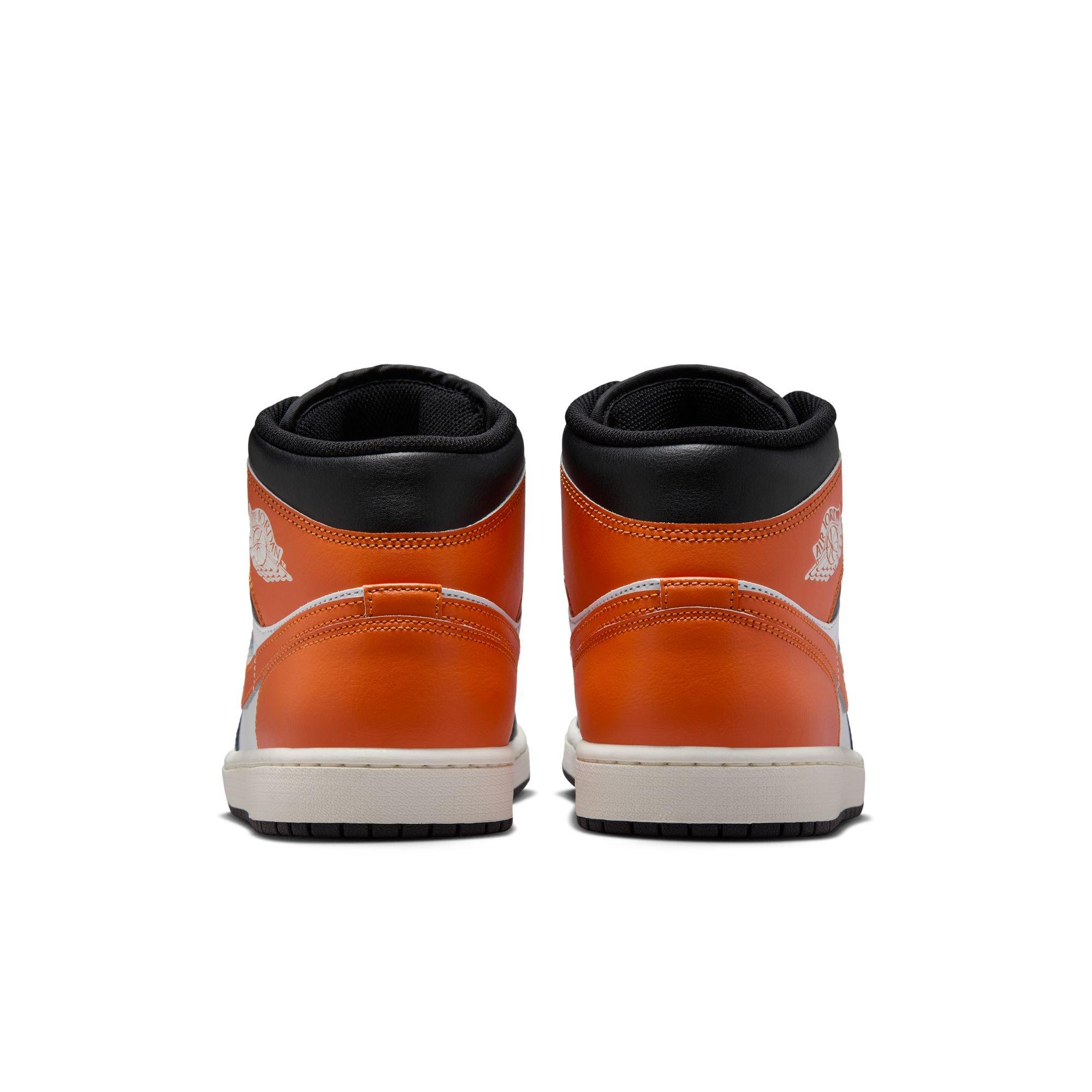 Jordan 1 Mid "Starfish/Black/White/Sail" Men's Shoe - ORANGE/BLACK Thumbnail View 7
