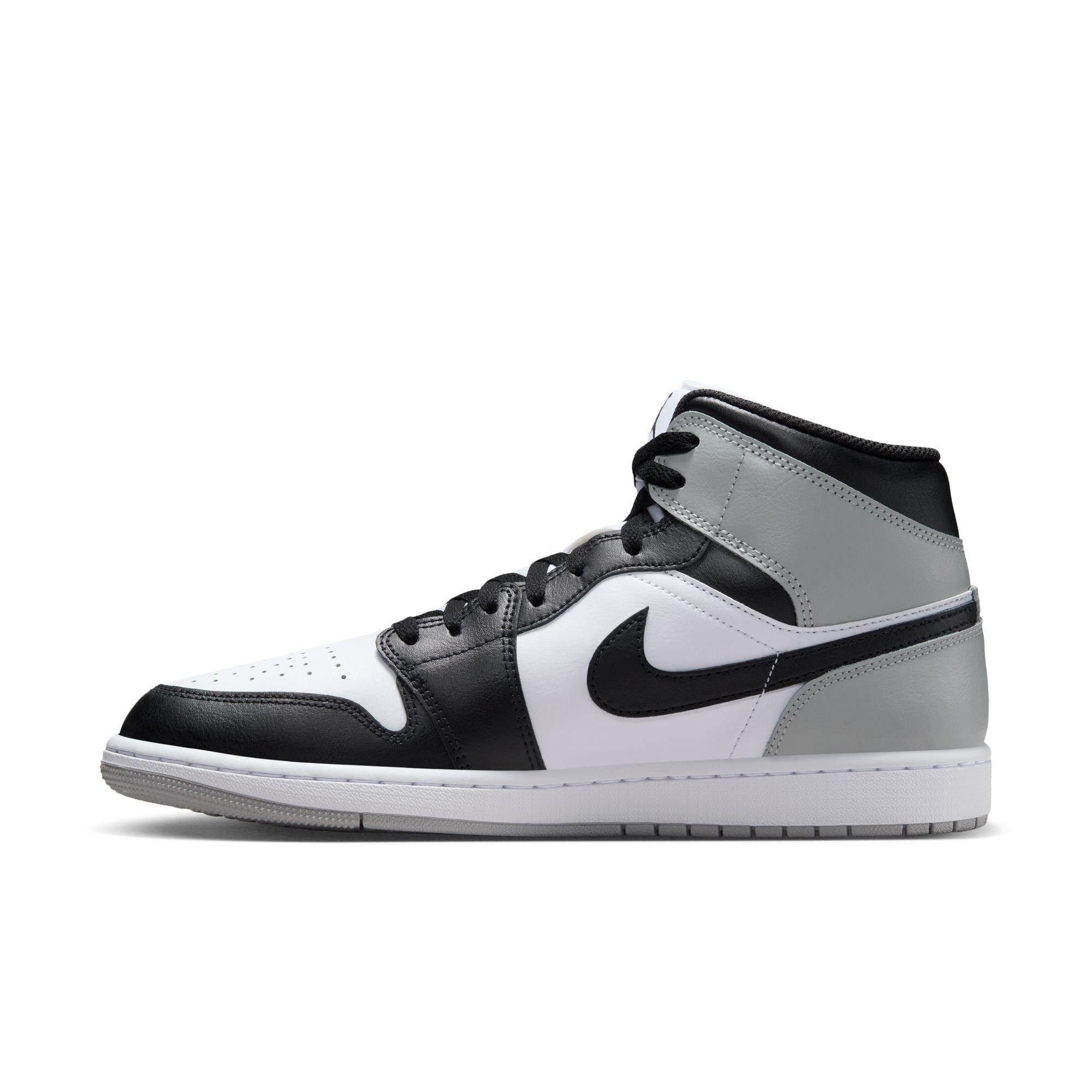 Jordan 1 Mid White/Black/Lt Smoke Grey Men's Shoes | Hibbett