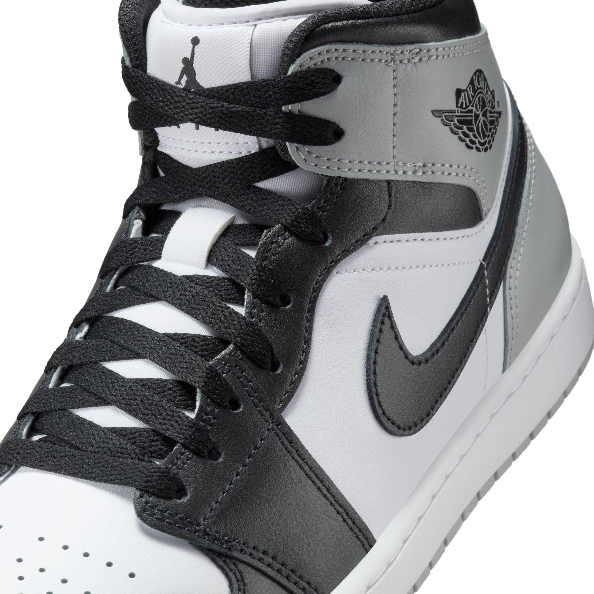 Jordan 1 Mid "White/Black/Lt Smoke Grey" Men's Shoe - WHITE/BLACK/GREY Thumbnail View 9