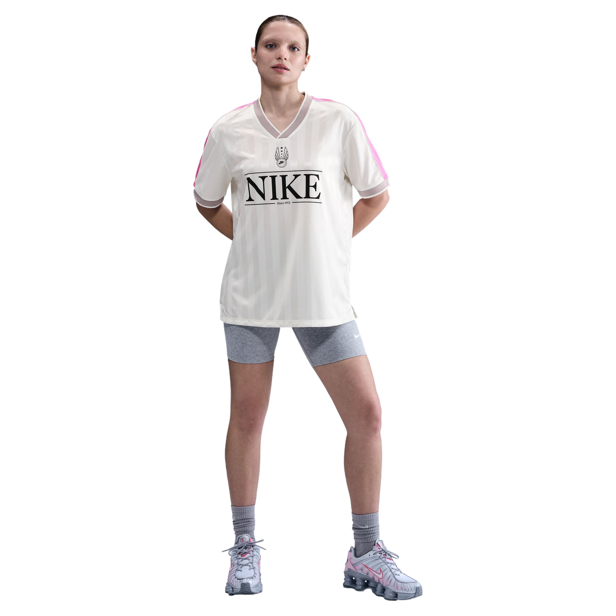 Nike Women's Sportswear V-Neck Jersey Top - WHITE Thumbnail View 1