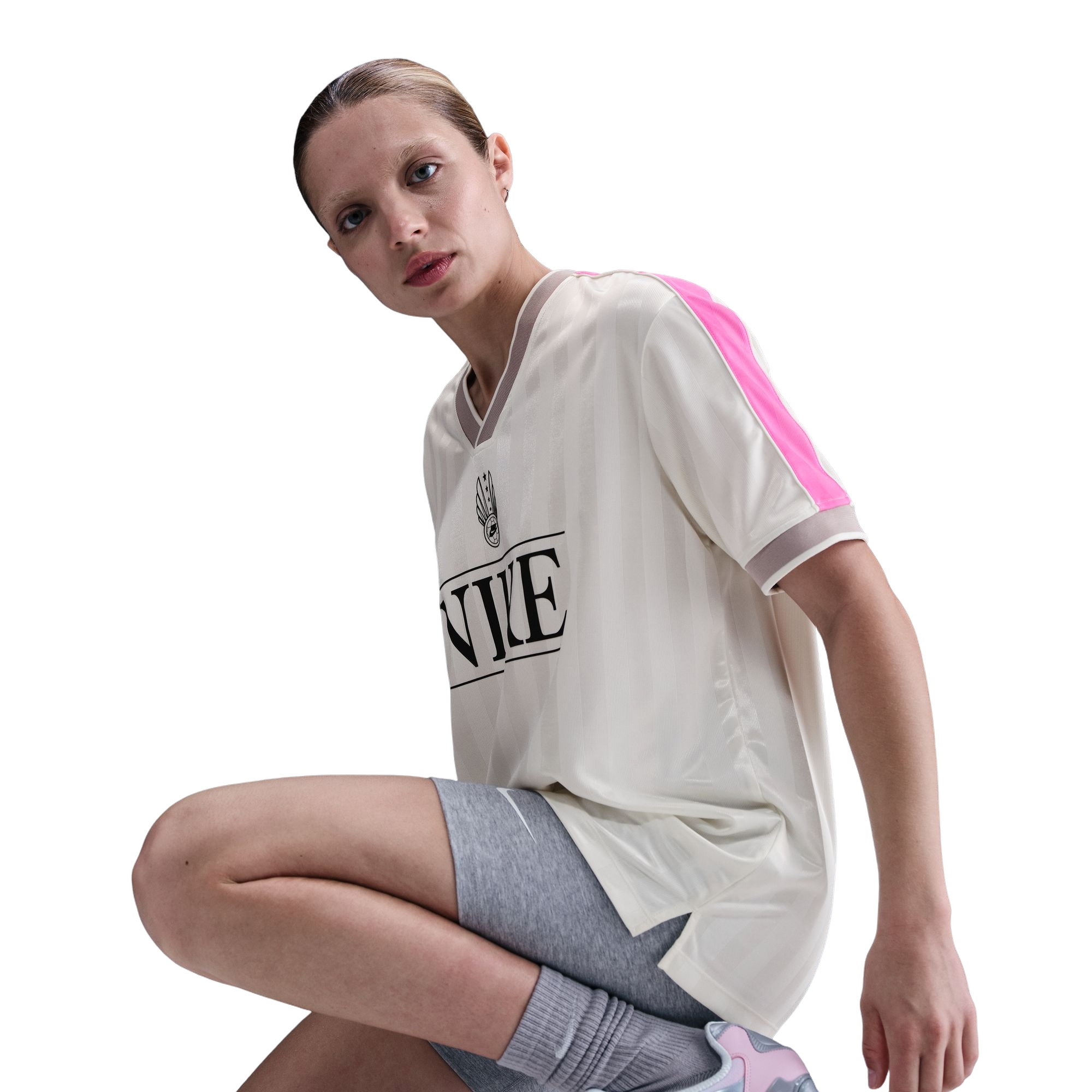 Nike Women's Sportswear V-Neck Jersey Top - WHITE Thumbnail View 5