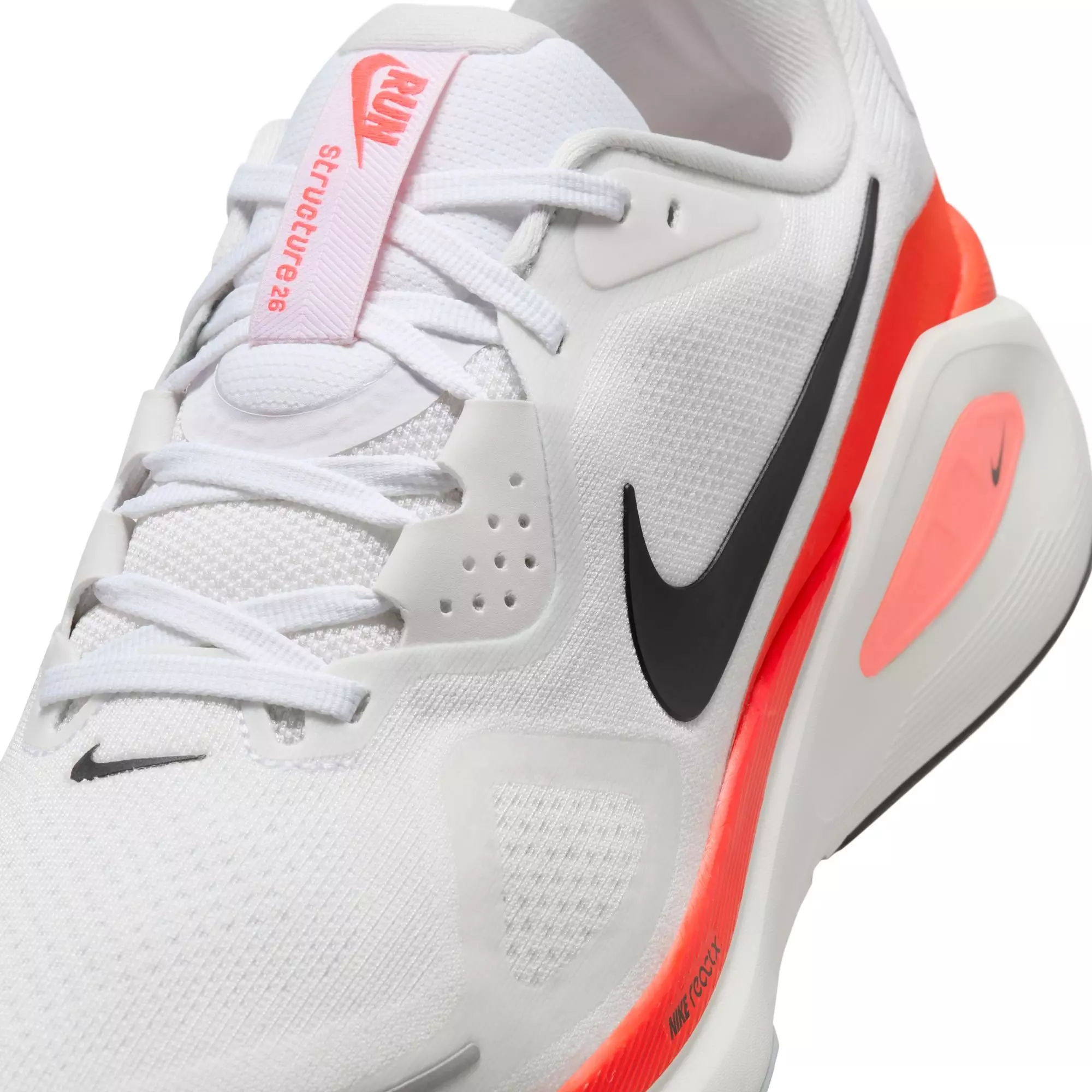 Nike Structure 26 "Bright Crimson" Men's Road Running Shoe - WHITE/BLACK/BRIGHT CRIMSON