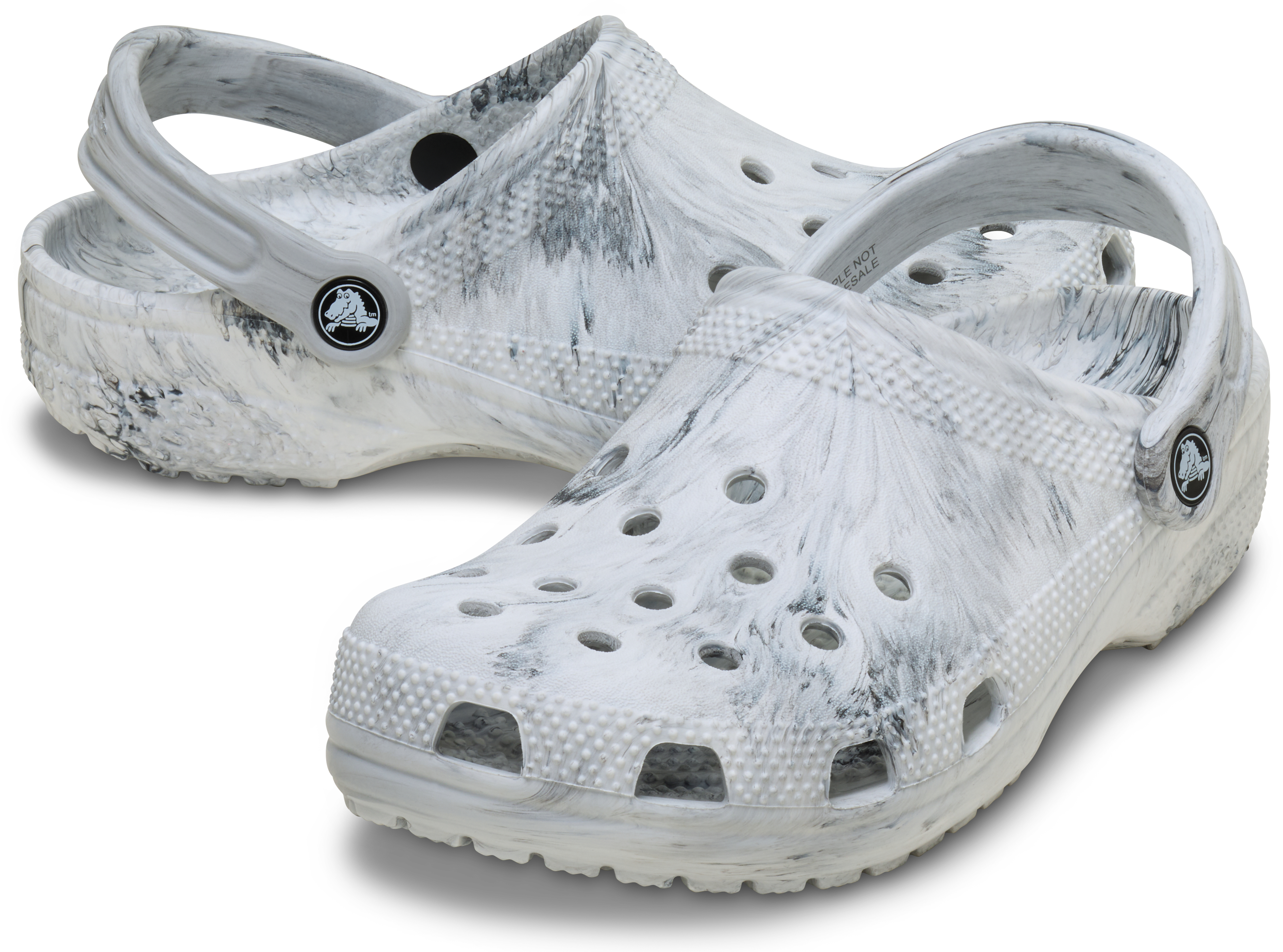 Crocs Classic Watercolor Marbled Preschool Boys' "Grey" Clog