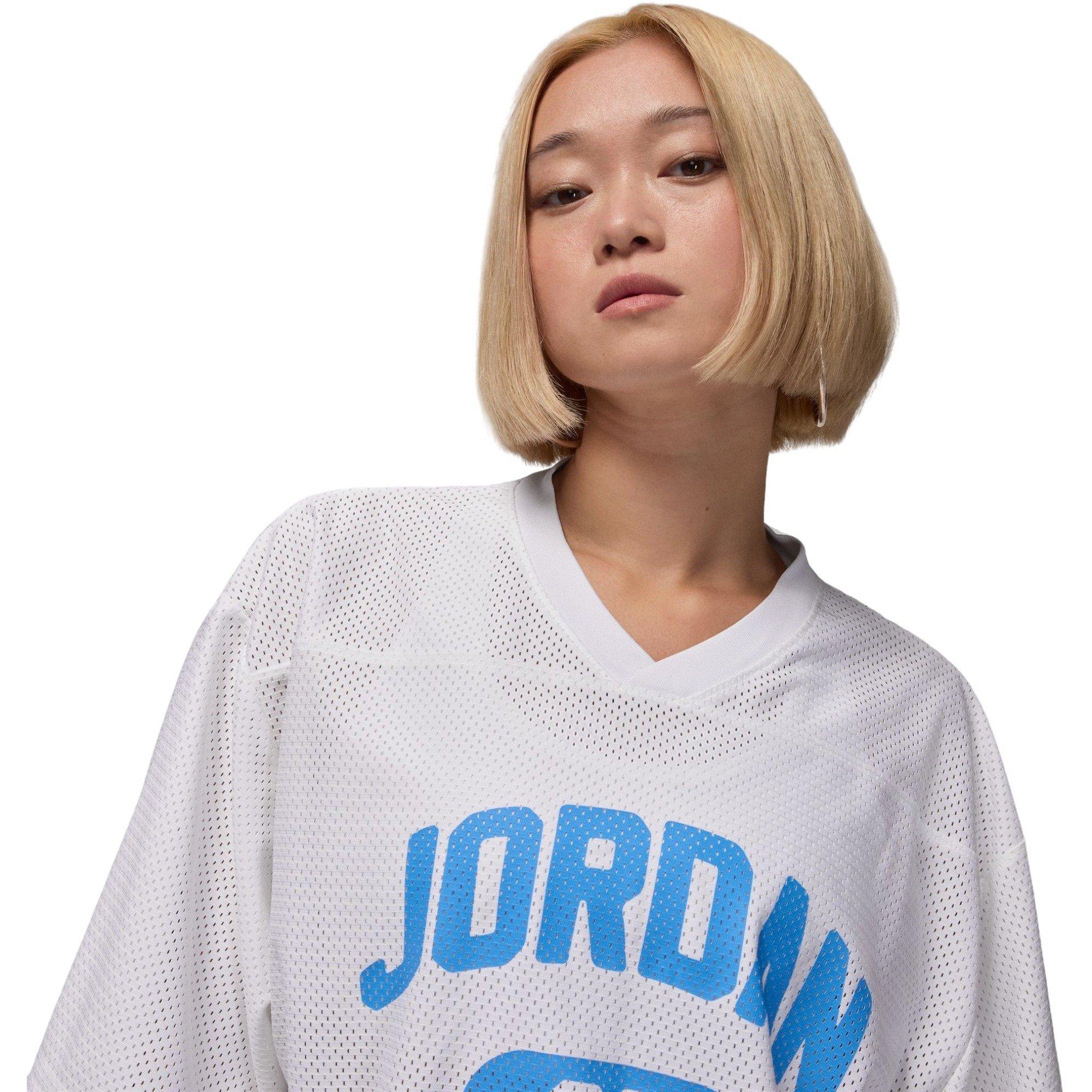 Jordan Brooklyn Mesh Jersey Top - White/Light Blue | Hibbett