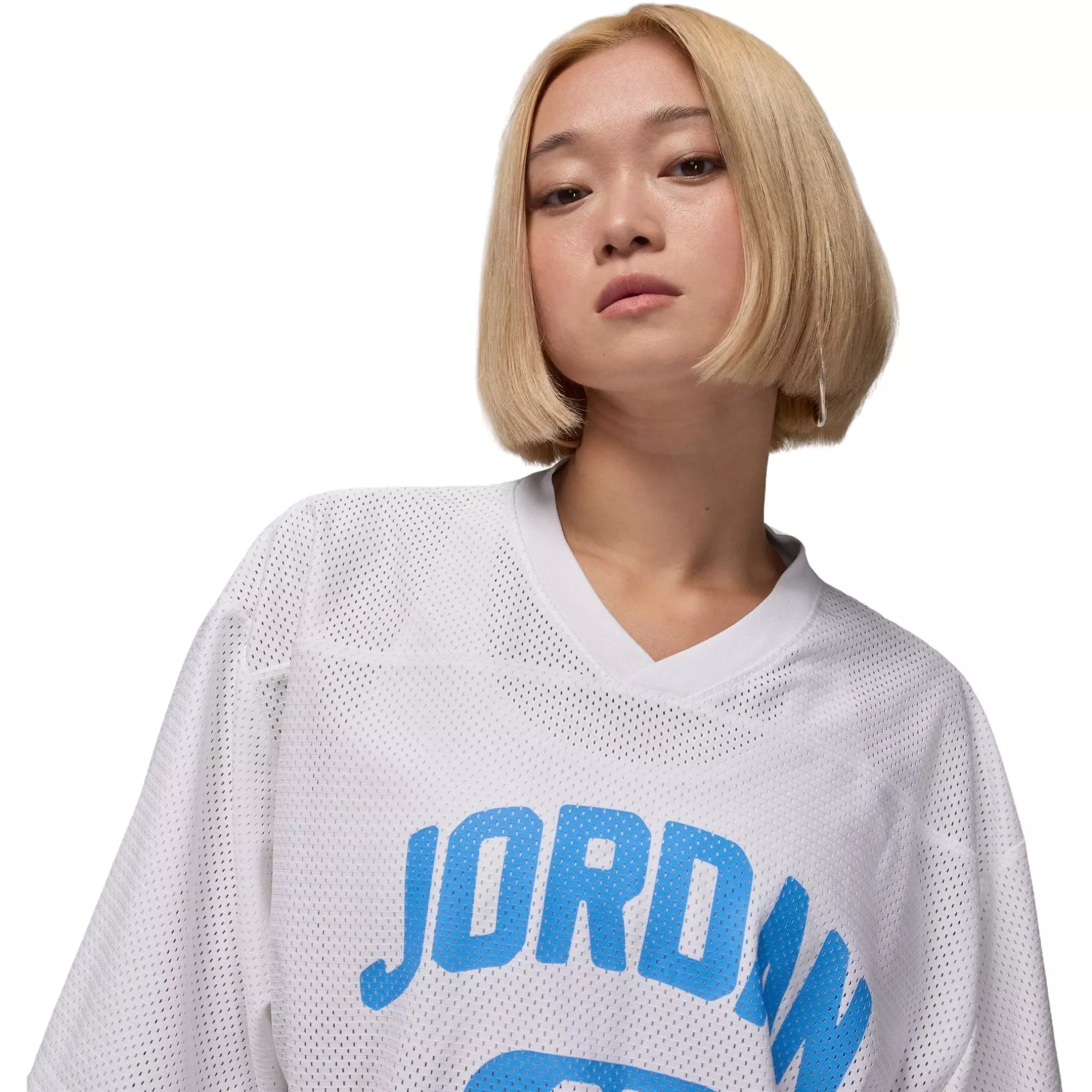 Jordan Women's Brooklyn Mesh Jersey Top - LT BLUE/WHITE