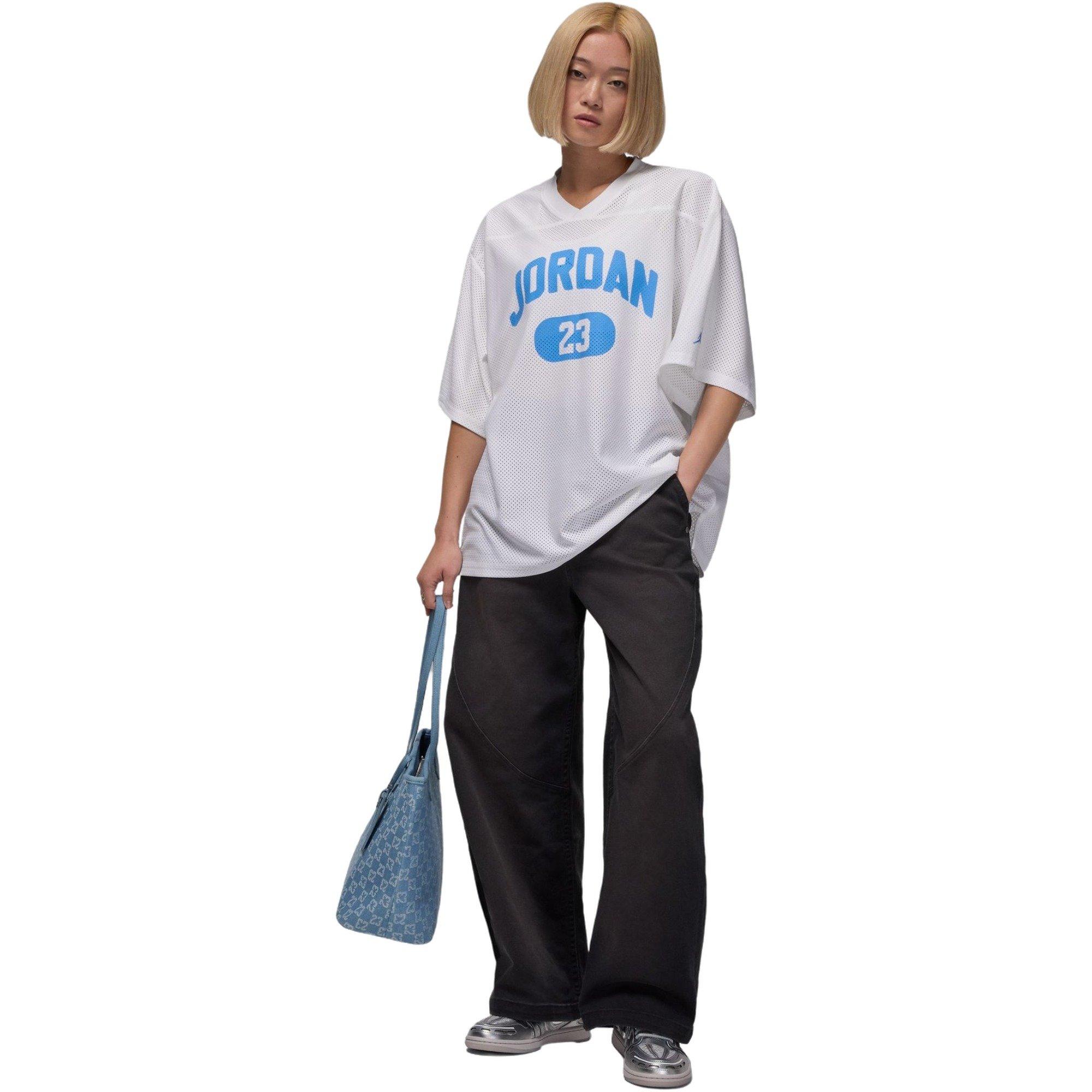 Jordan Women's Brooklyn Mesh Jersey Top - LT BLUE/WHITE Thumbnail View 7