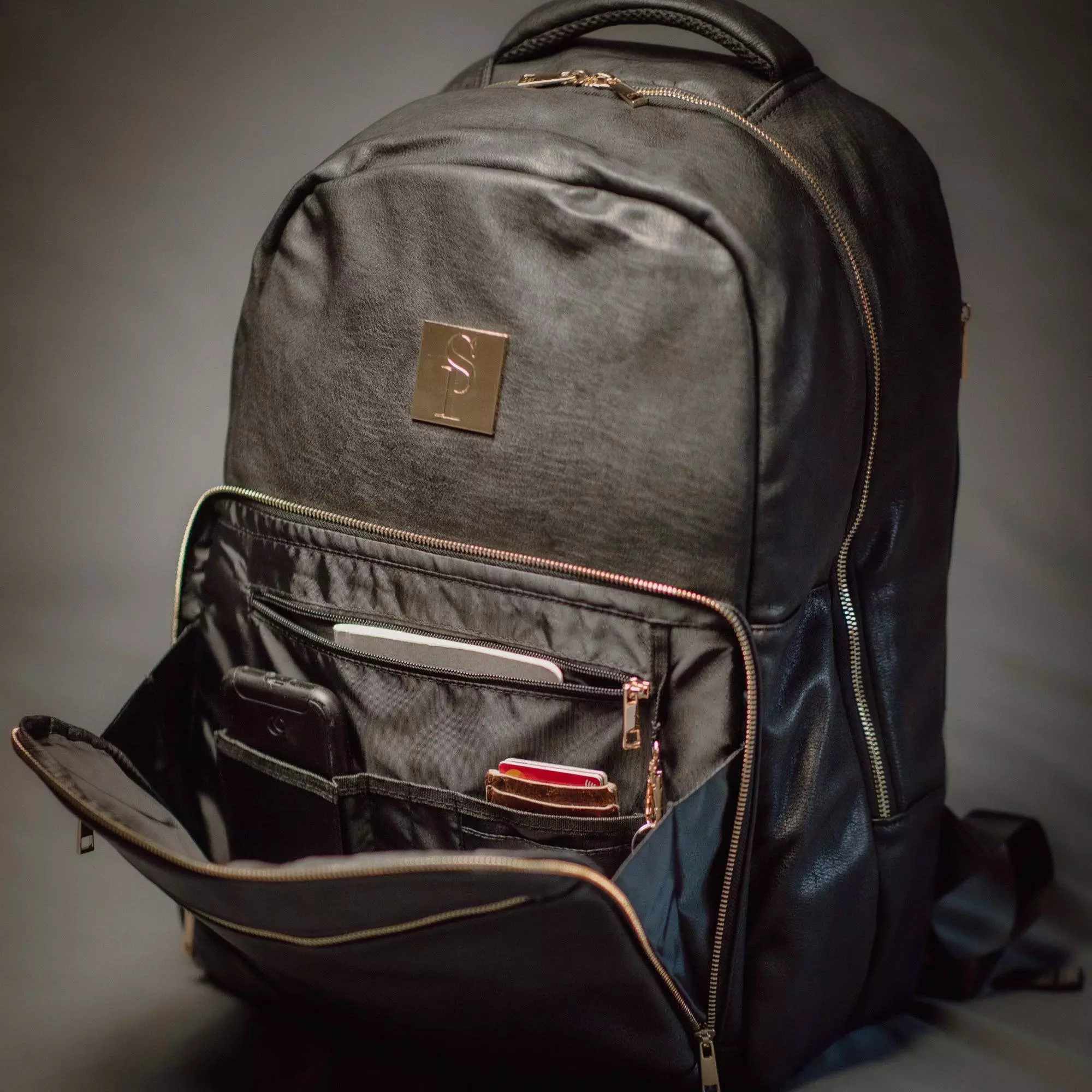 Sole Premise Daily Commuter Leather Backpack - Black - BLACK