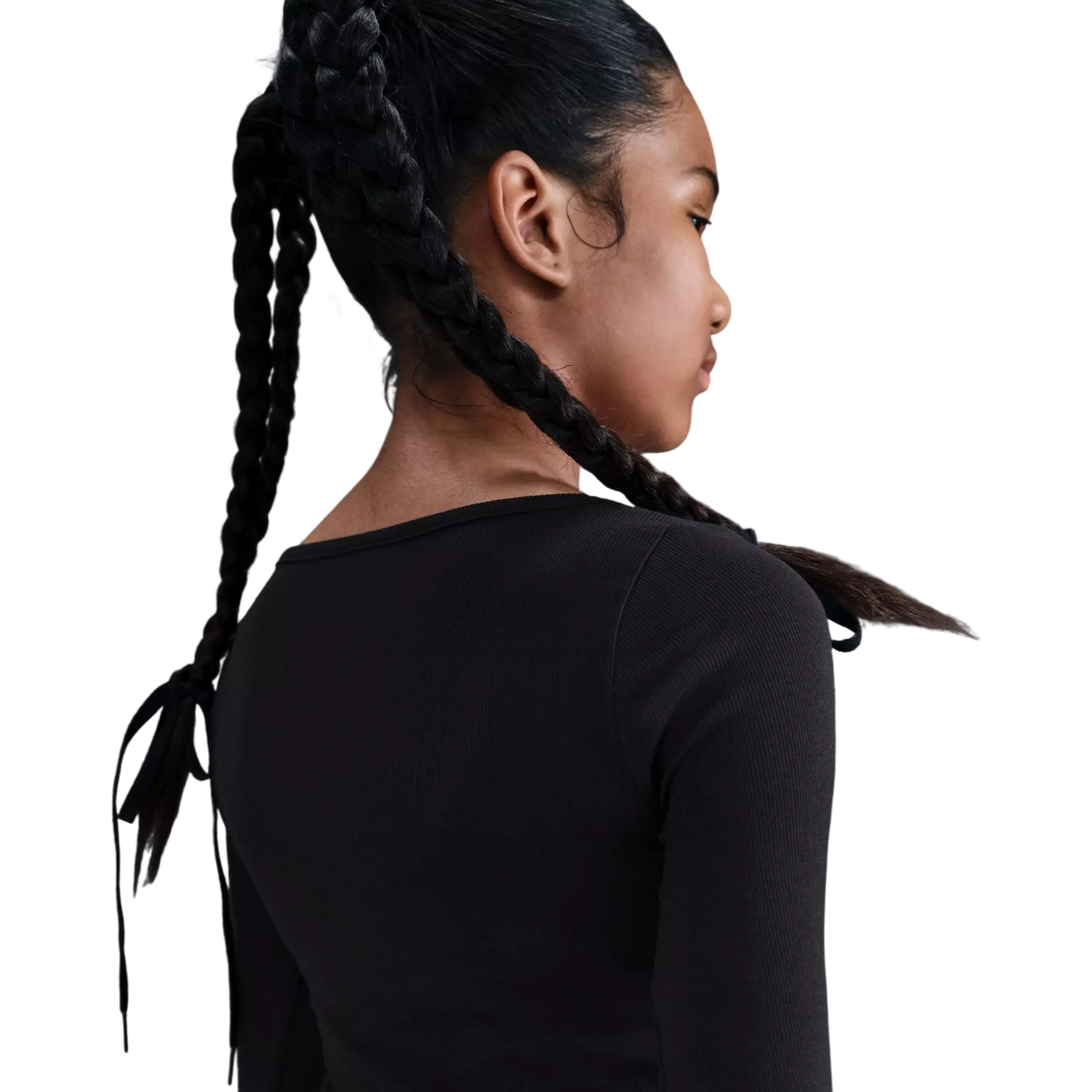 Nike Big Girls' Sportswear Long-Sleeve Square-Neck Top - BLACK