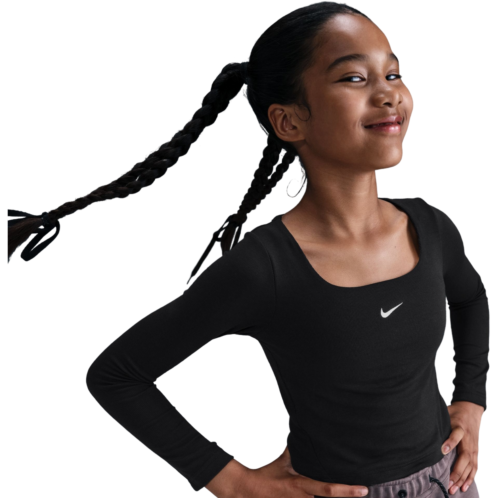 Nike Sportswear Long-Sleeve Square-Neck Big Girls' Top