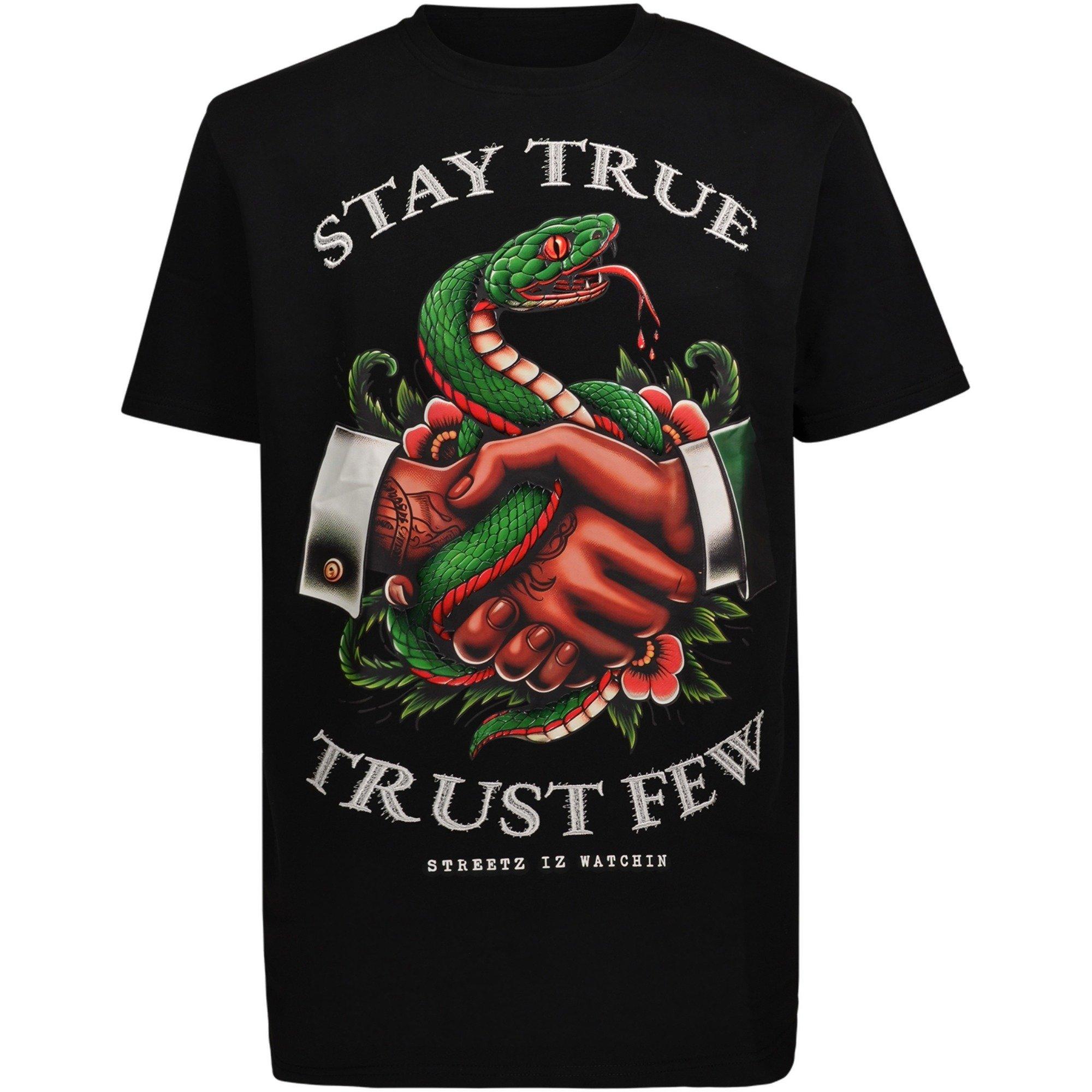 Streetz Iz Watchin Men's Stay True Trust Few Tee - Black - BLACK Thumbnail View 1