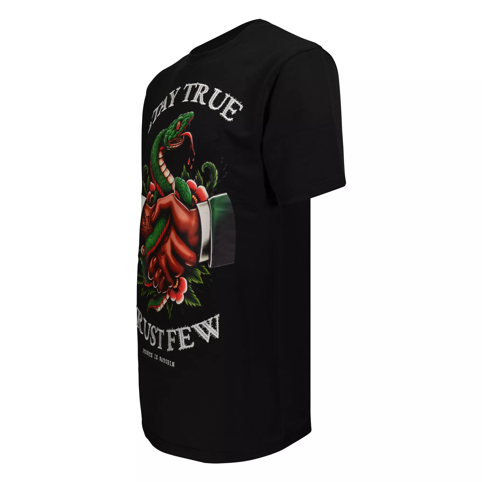 Streetz Iz Watchin Men's Stay True Trust Few Tee - Black - BLACK