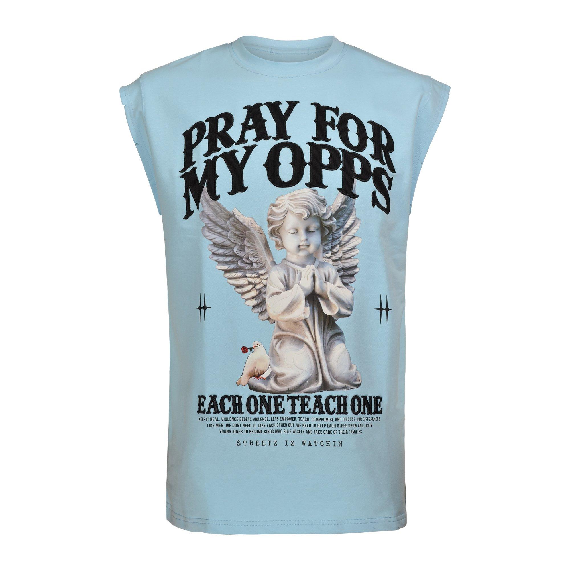 Streetz Iz Watchin Pray For My Opps Men's Muscle Tee - Light Blue