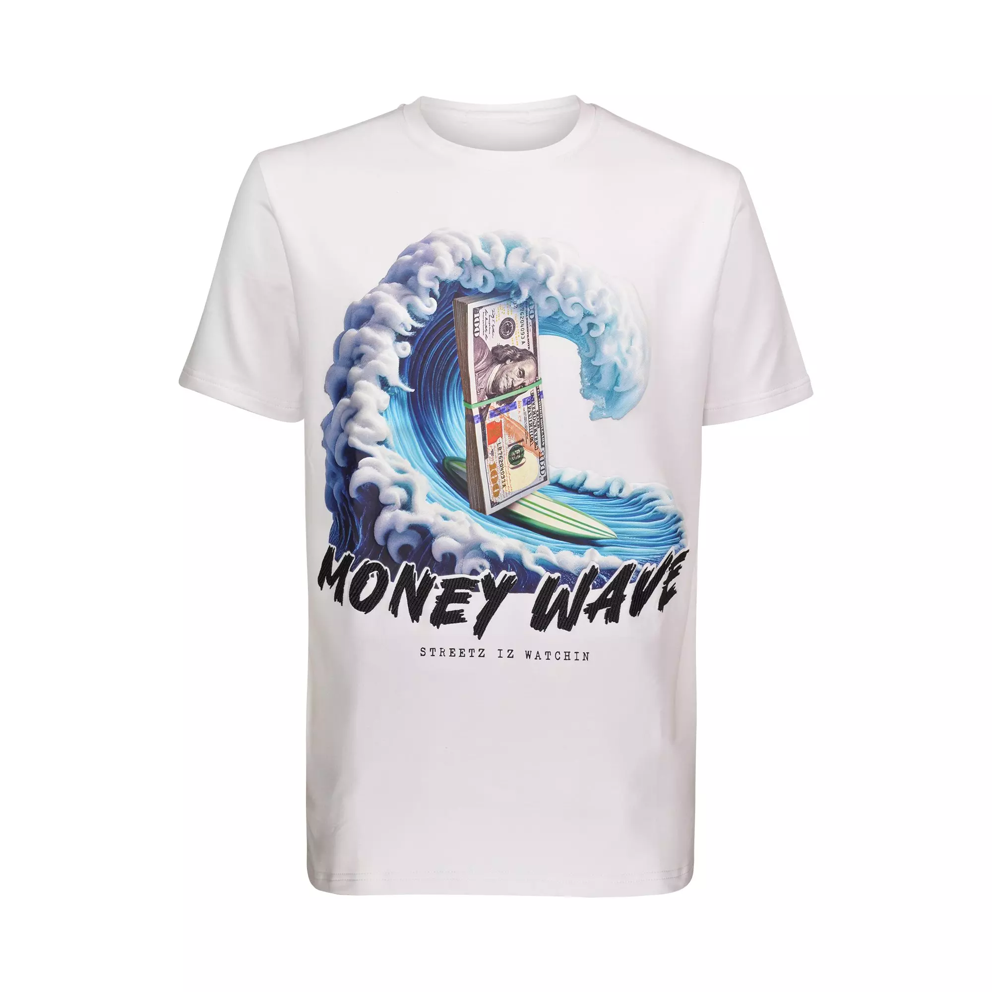 Streetz Iz Watchin Men's Money Wave Tee - White - WHITE