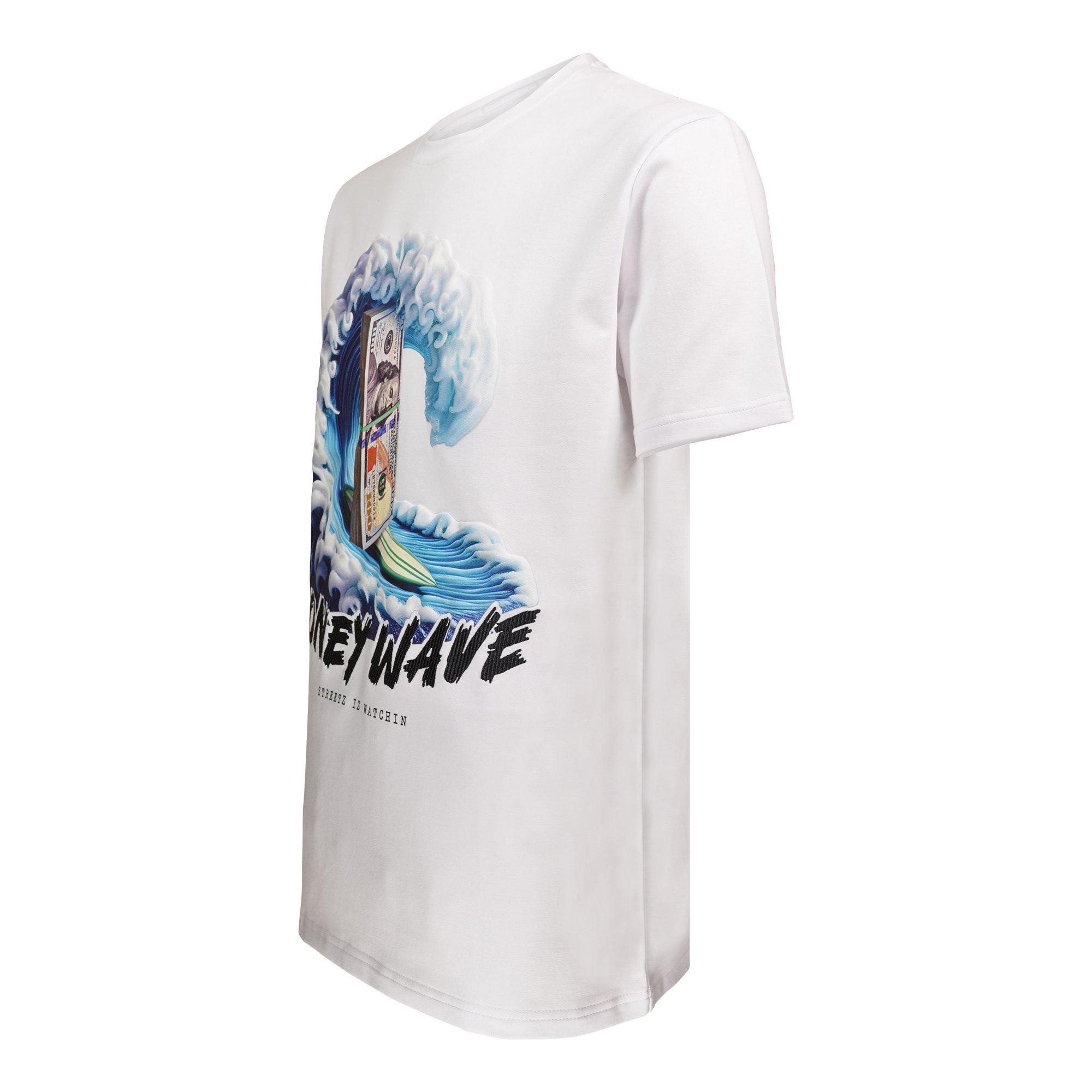 Streetz Iz Watchin Men's Money Wave Tee - White - WHITE Thumbnail View 3