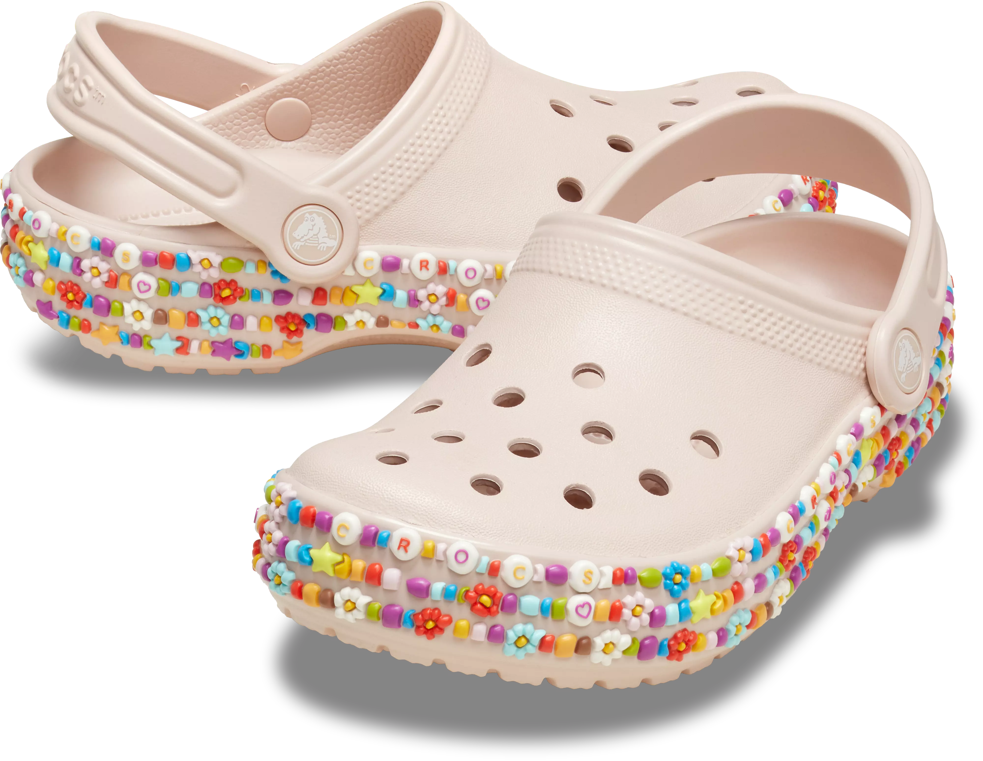 Crocs Classic "Friendship Bracelet" Preschool Girls' Clog - PINK