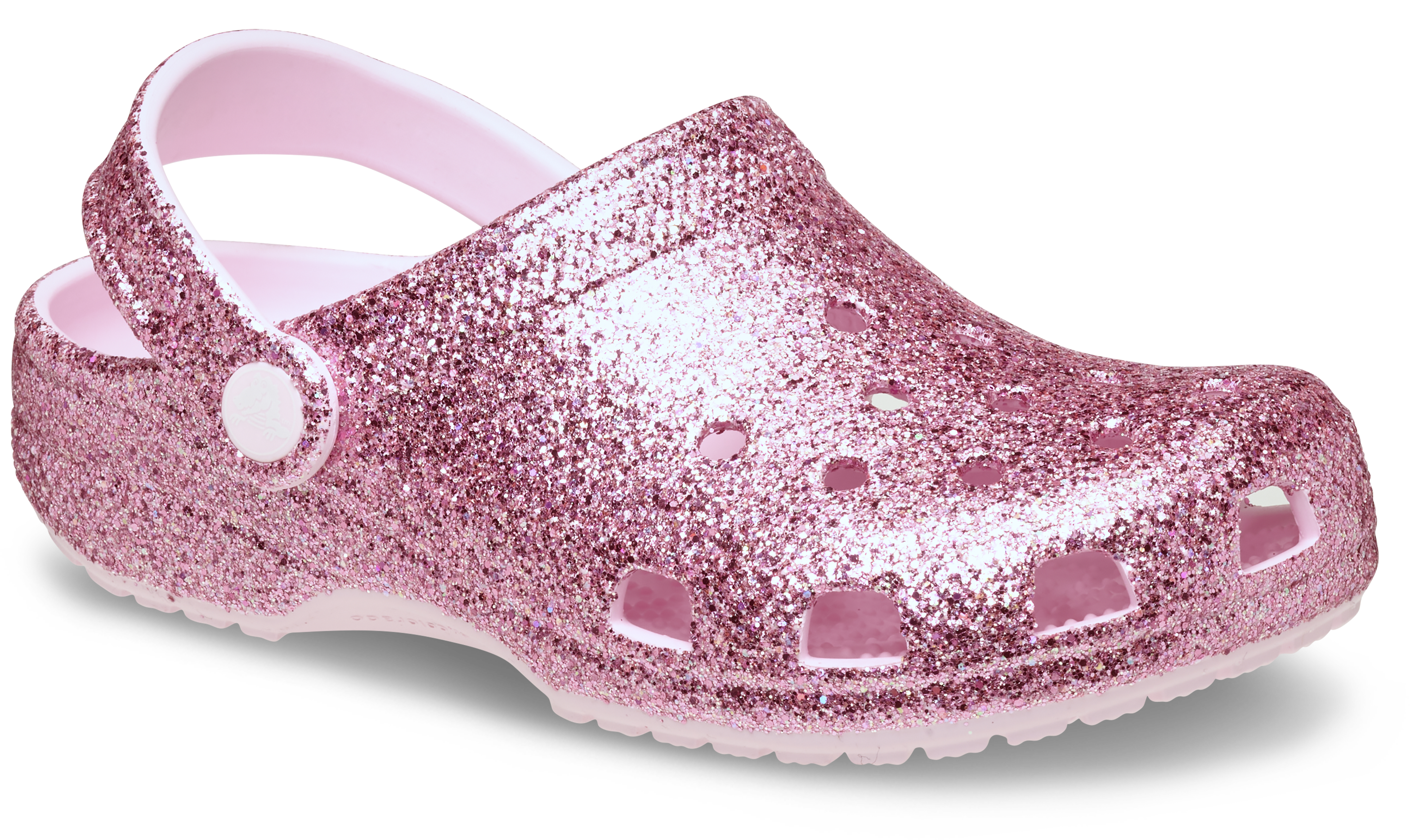 Crocs Classic Chunky "Pink Glitter" Preschool Girls' Clog - PINK Thumbnail View 4