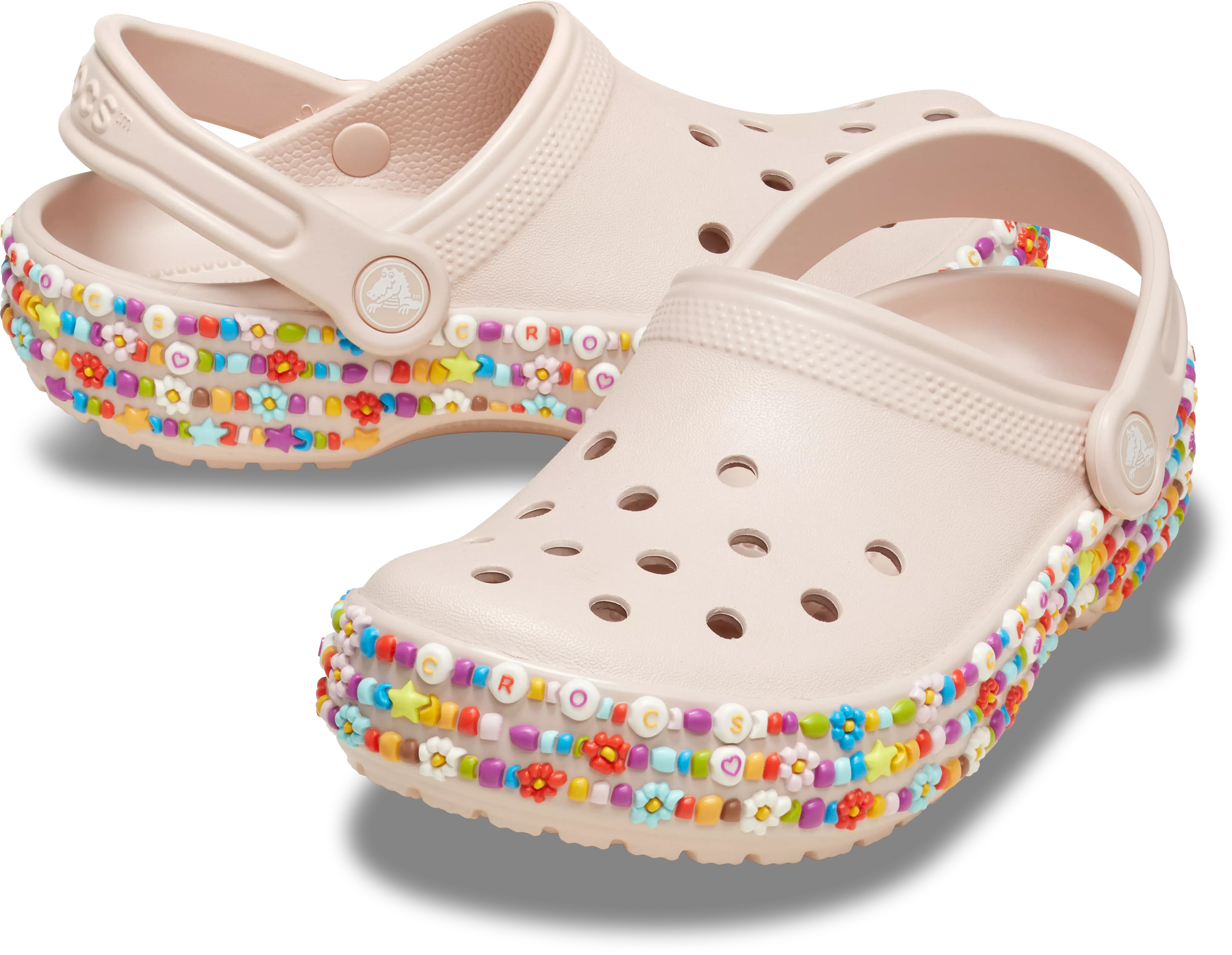 Crocs Classic "Friendship Bracelet" Toddler Girls' Clog - PINK