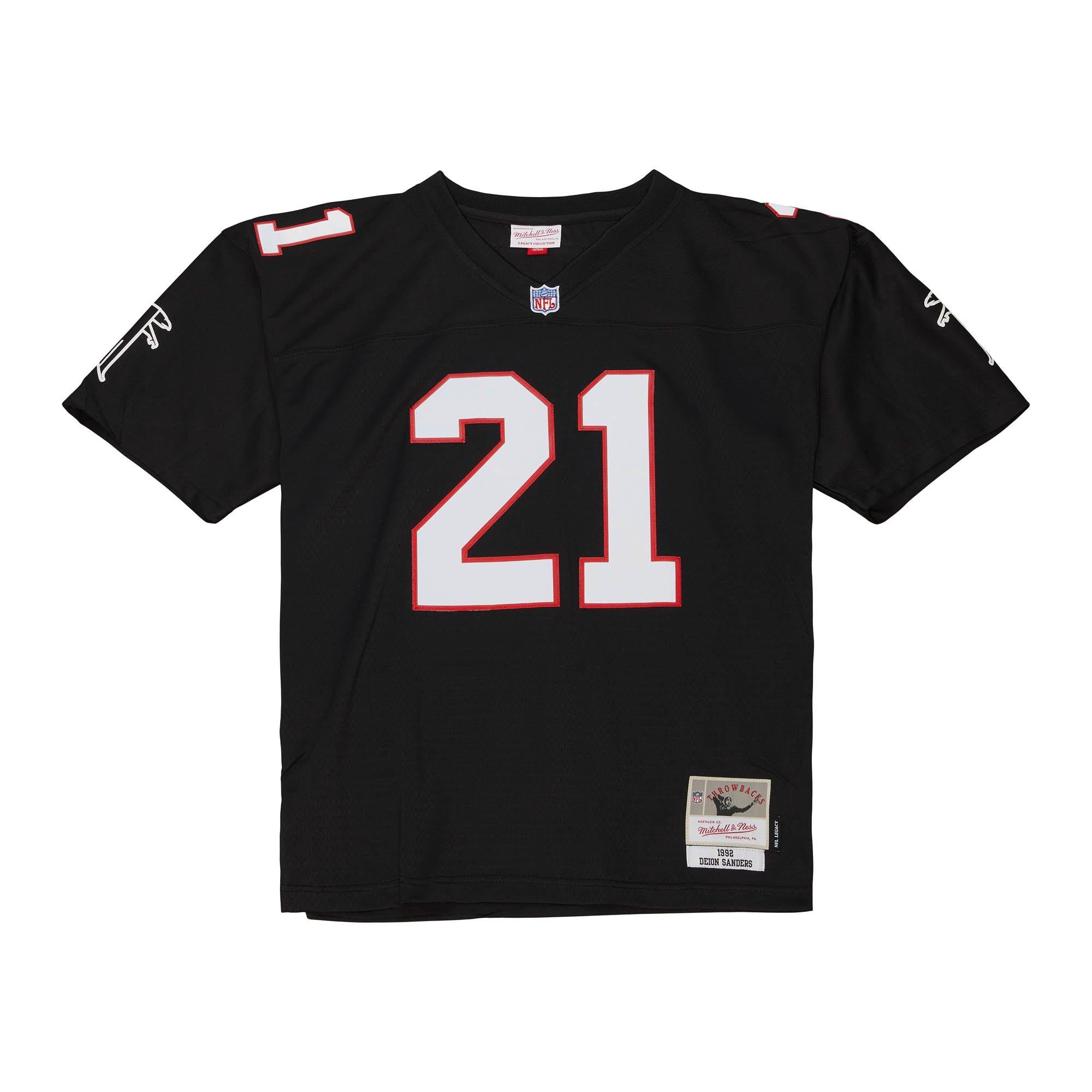 Mitchell & Ness Men's Atlanta Falcons 1992 Deion Sanders NFL Legacy Jersey-Black - BLACK Thumbnail View 1