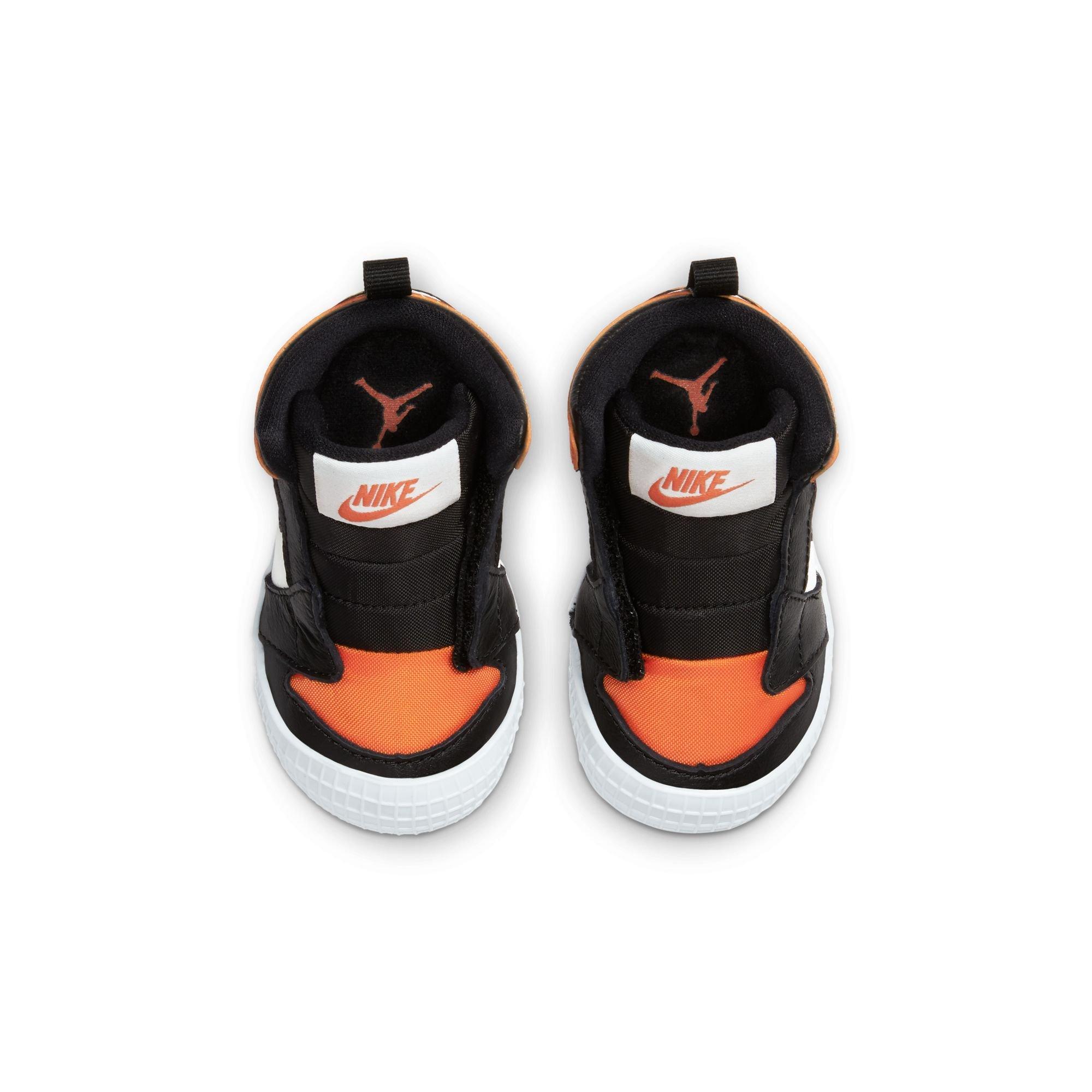 Jordan 1 "Sail/Black/Starfish" Baby Crib Bootie - BLACK/ORANGE Thumbnail View 5