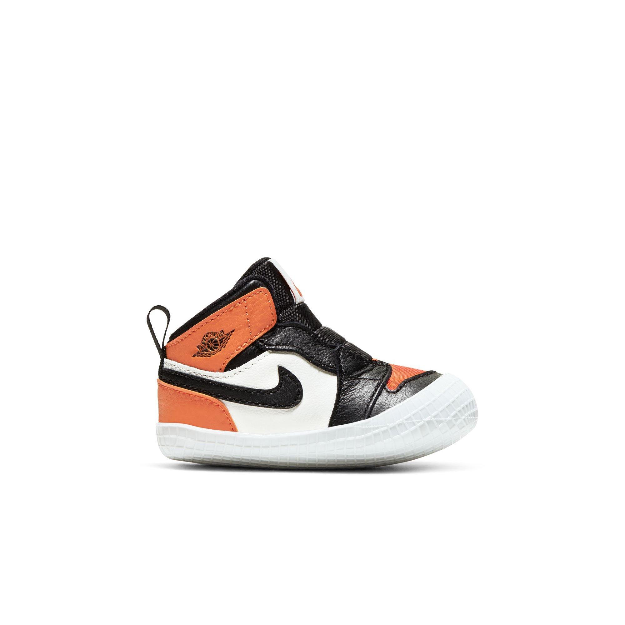 Jordan 1 "Sail/Black/Starfish" Baby Crib Bootie - BLACK/ORANGE Thumbnail View 1