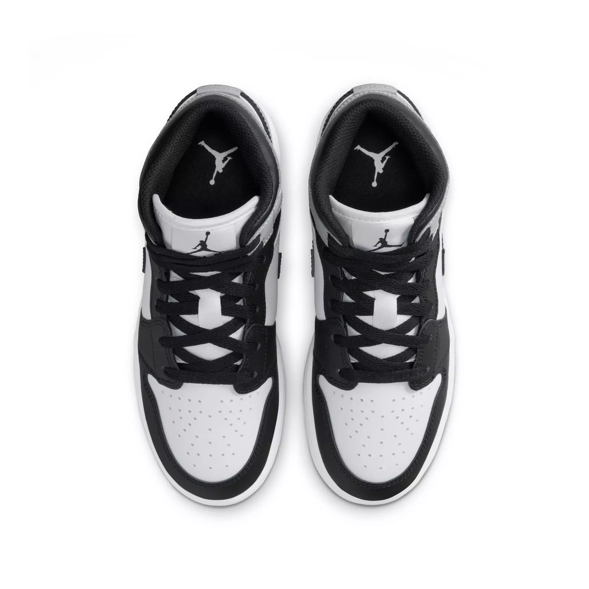 Jordan 1 Mid "White/Black/Lt Smoke Grey" Grade School Boys' Shoe - WHITE/BLACK