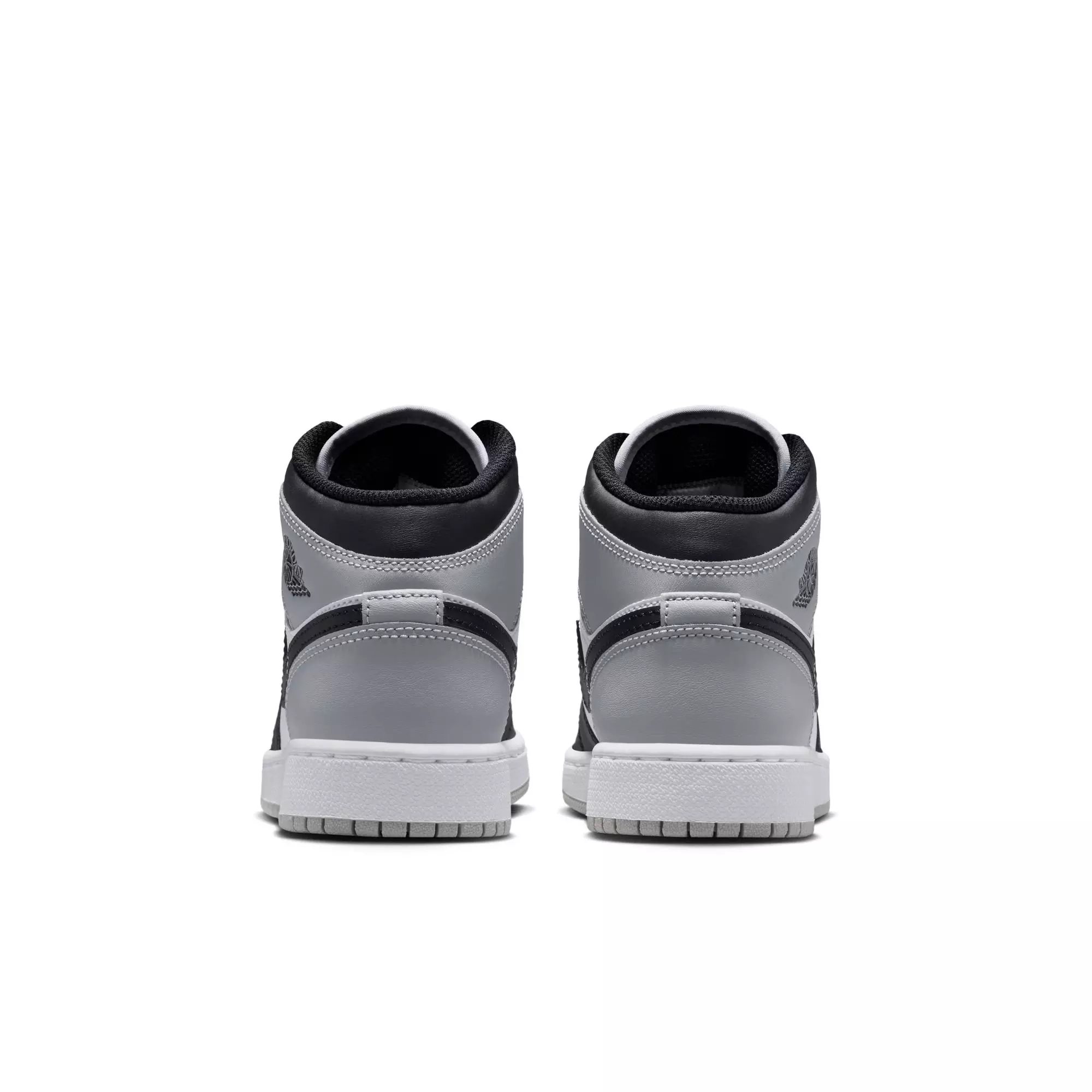Jordan 1 Mid "White/Black/Lt Smoke Grey" Grade School Boys' Shoe - WHITE/BLACK