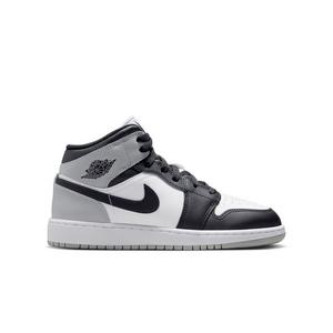 Jordan 1 Mid "White/Black/Lt Smoke Grey" Grade School Boys' Shoe