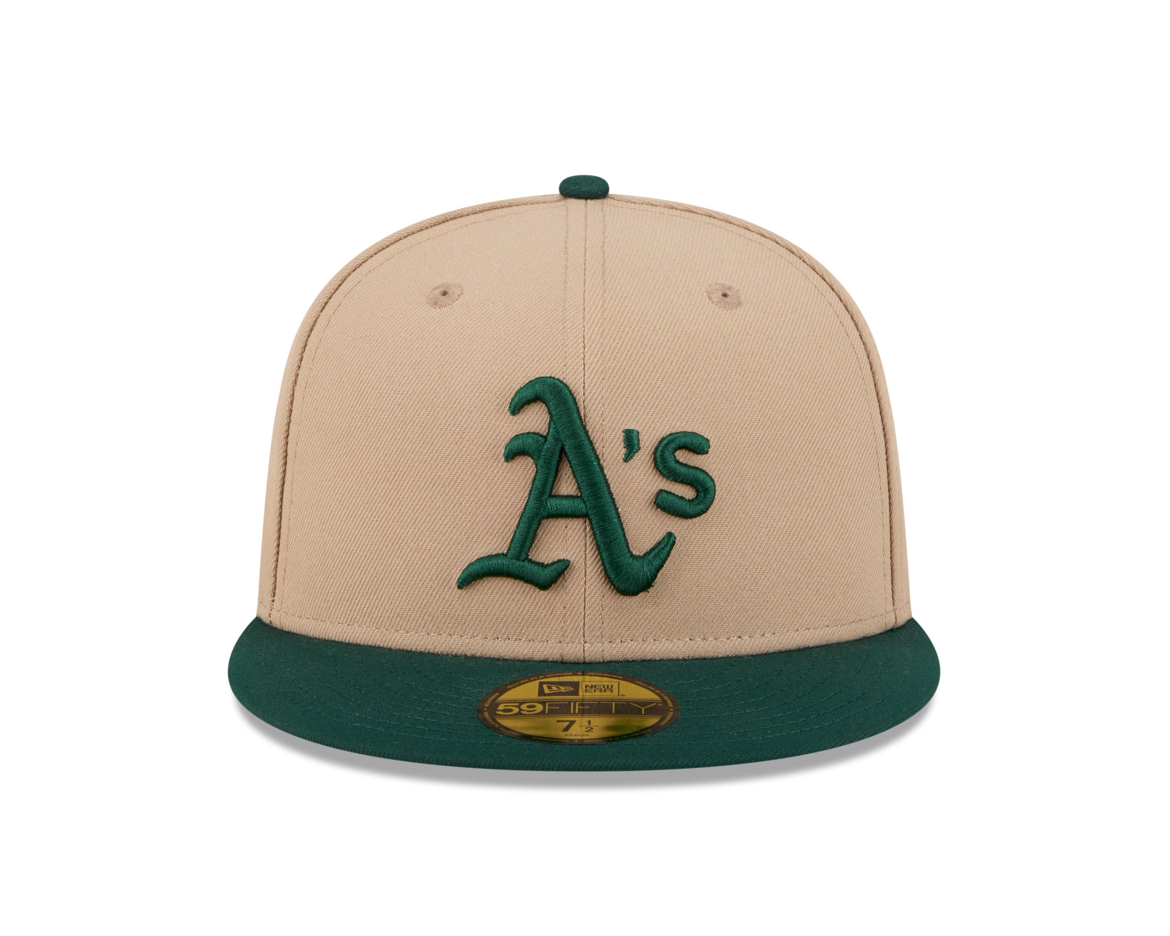 New Era Oakland Athletics 59FIFTY Tan Crown Fitted Hat - Tan/Green - TAN/GREEN Thumbnail View 3