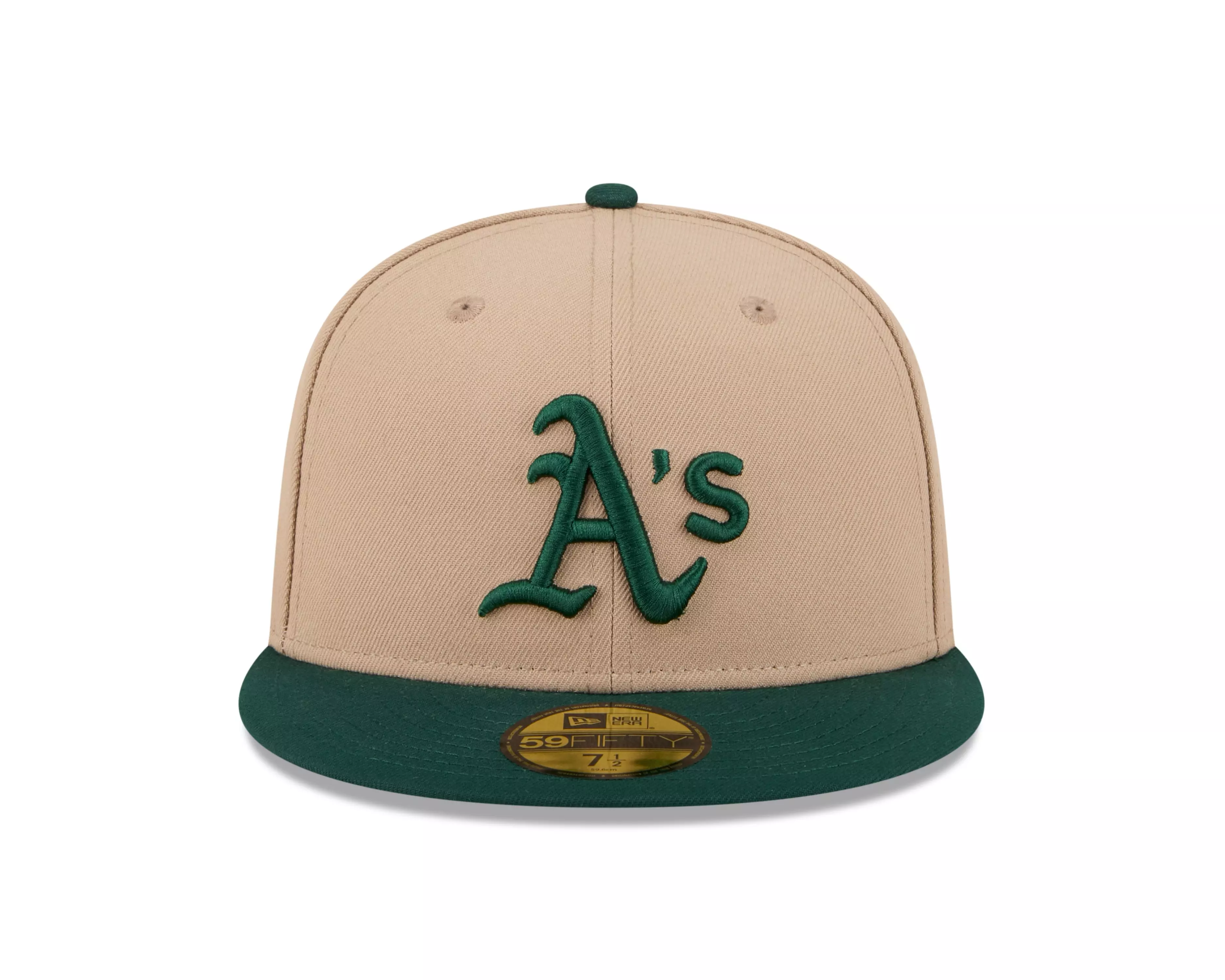 New Era Oakland Athletics 59FIFTY Tan Crown Fitted Hat - Tan/Green - TAN/GREEN