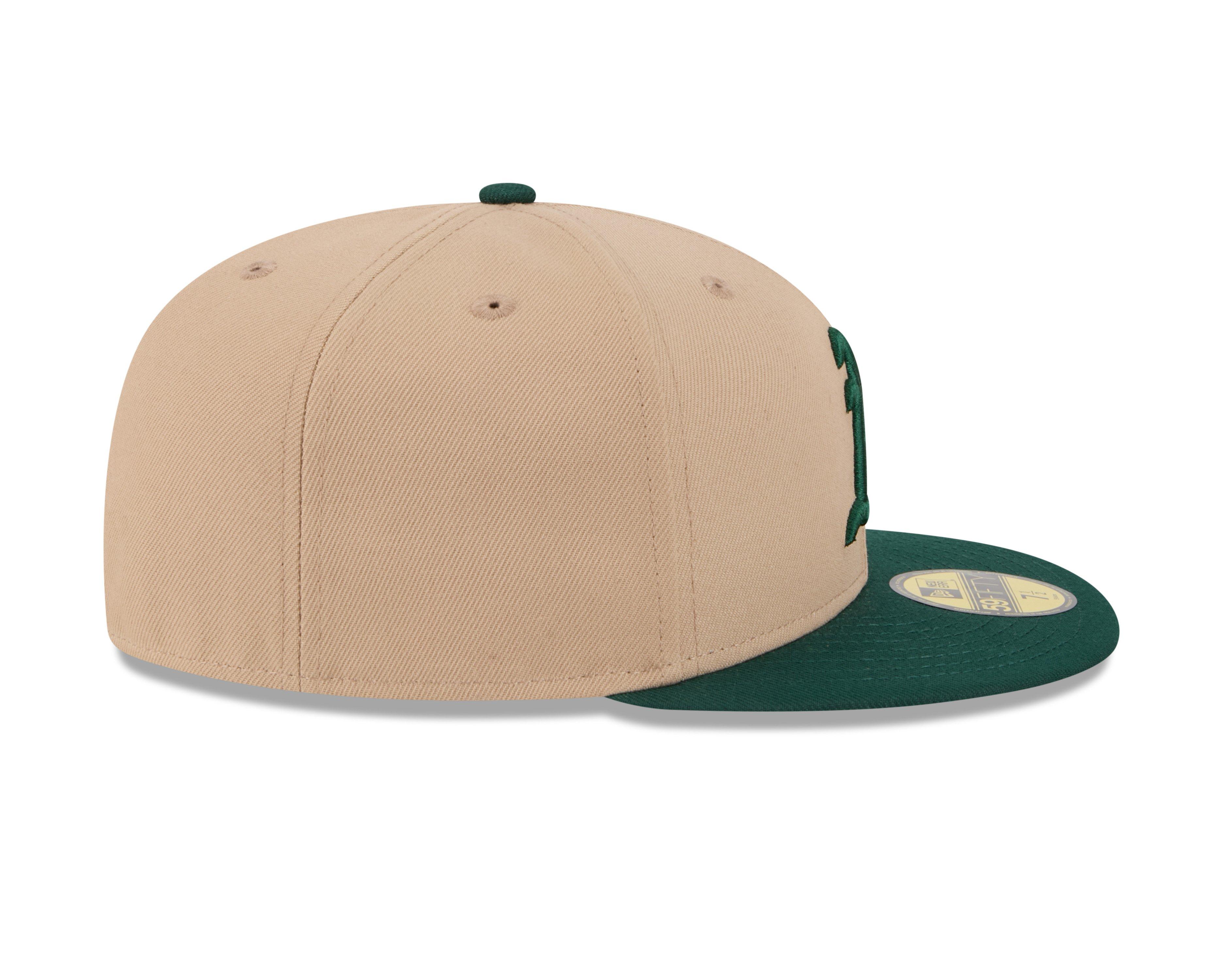 New Era Oakland Athletics 59FIFTY Tan Crown Fitted Hat - Tan/Green - TAN/GREEN Thumbnail View 6