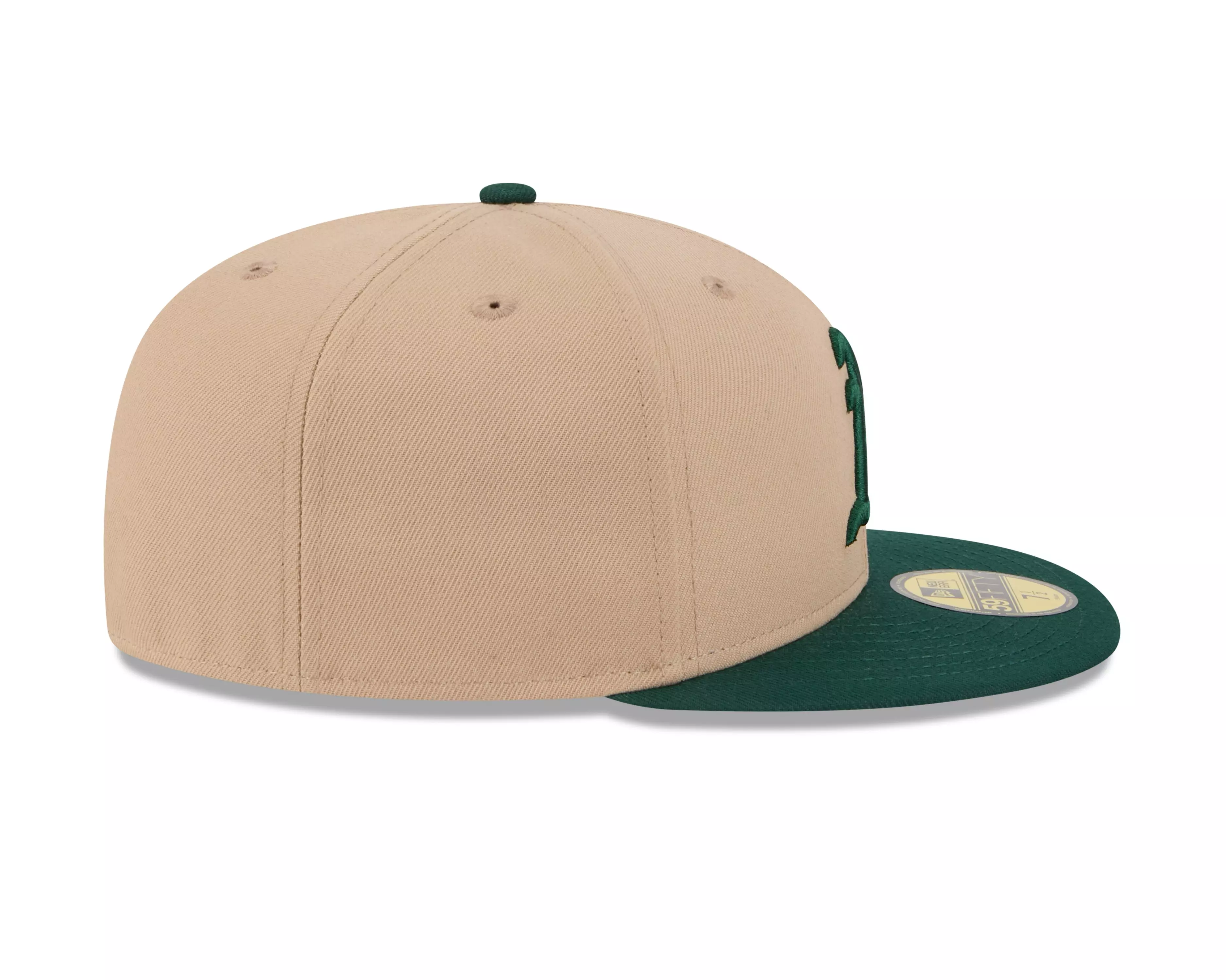 New Era Oakland Athletics 59FIFTY Tan Crown Fitted Hat - Tan/Green - TAN/GREEN