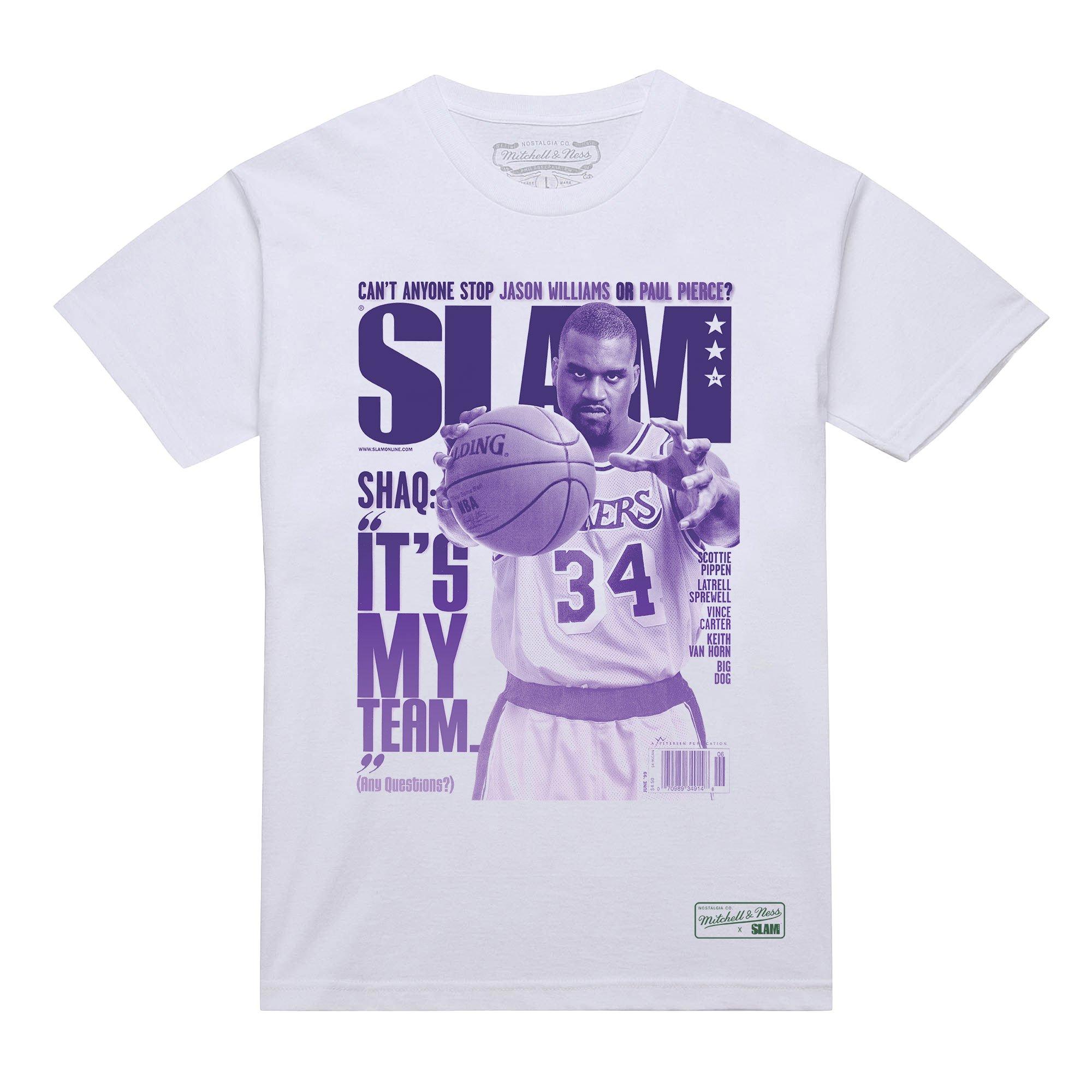 Mitchell & Ness Shaq Slam Gradient Short Sleeve Tee - White - WHITE Thumbnail View 1