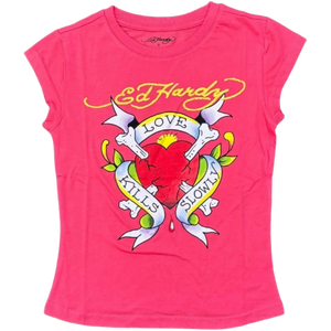 Ed Hardy Women's Heart Cap Sleeve Tee