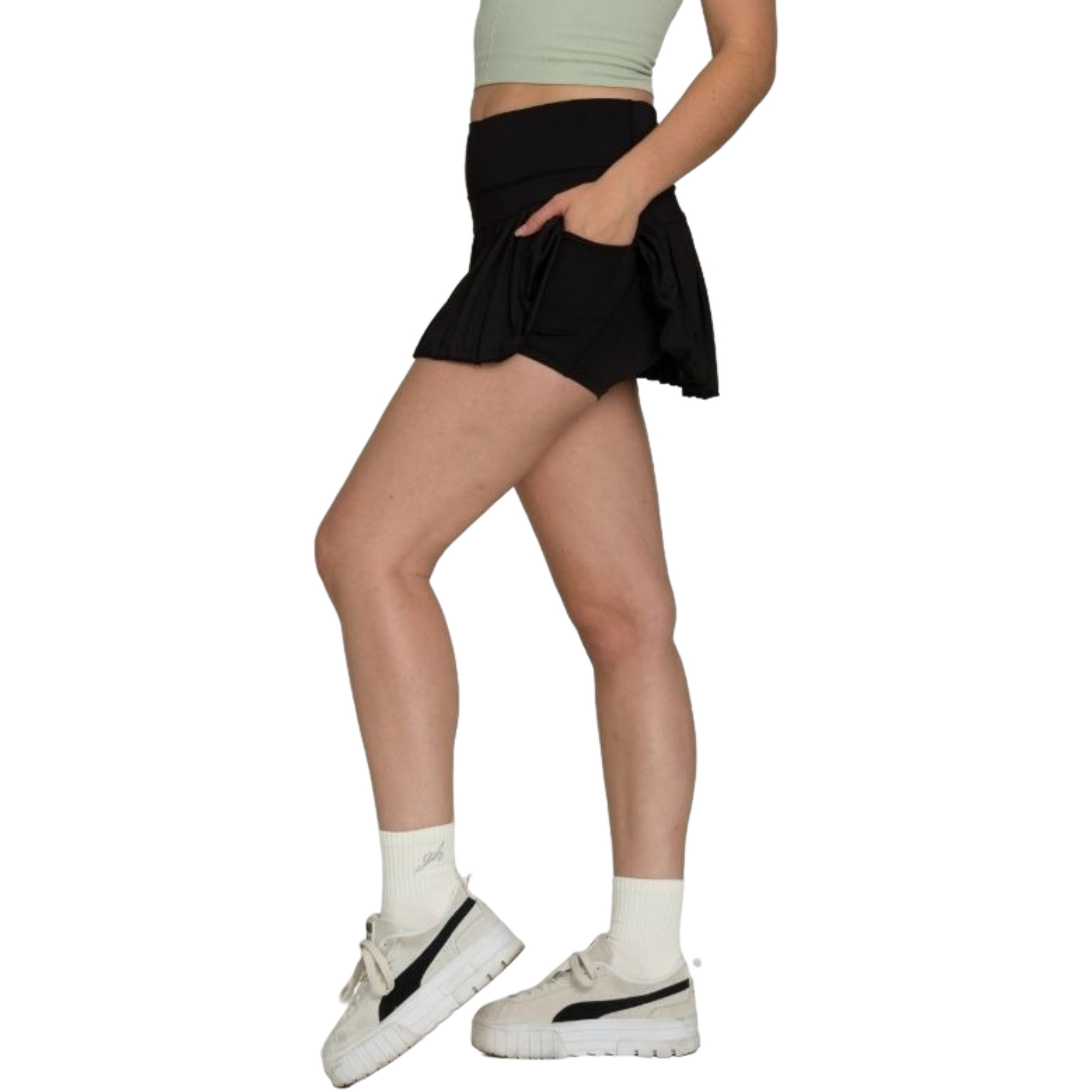 Gold Hinge Women's Pleated Tennis Skort - Black - BLACK Thumbnail View 4